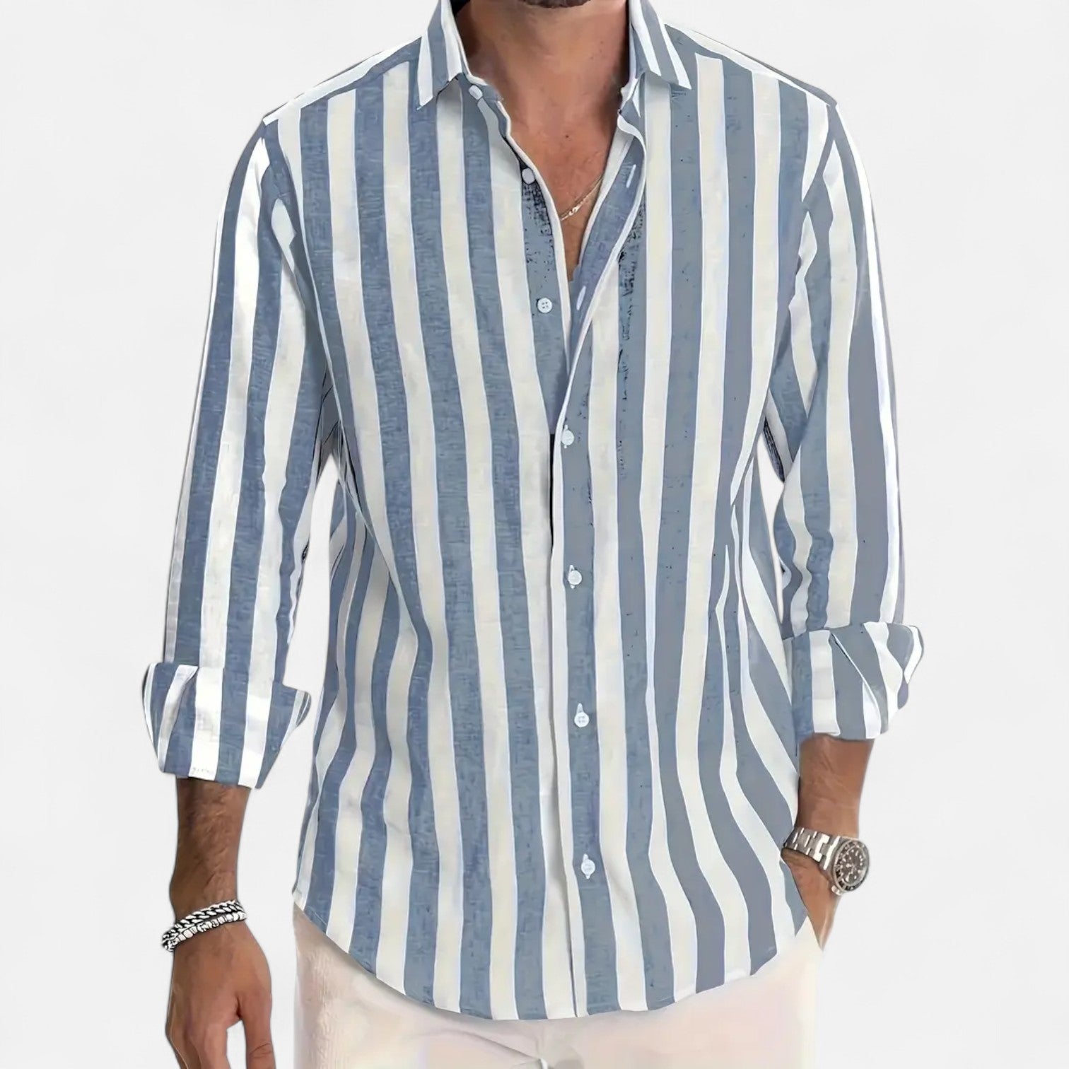 Ancienne Monde | Chemise Rayée à Boutons pour Homme – Sophistication Tailleur