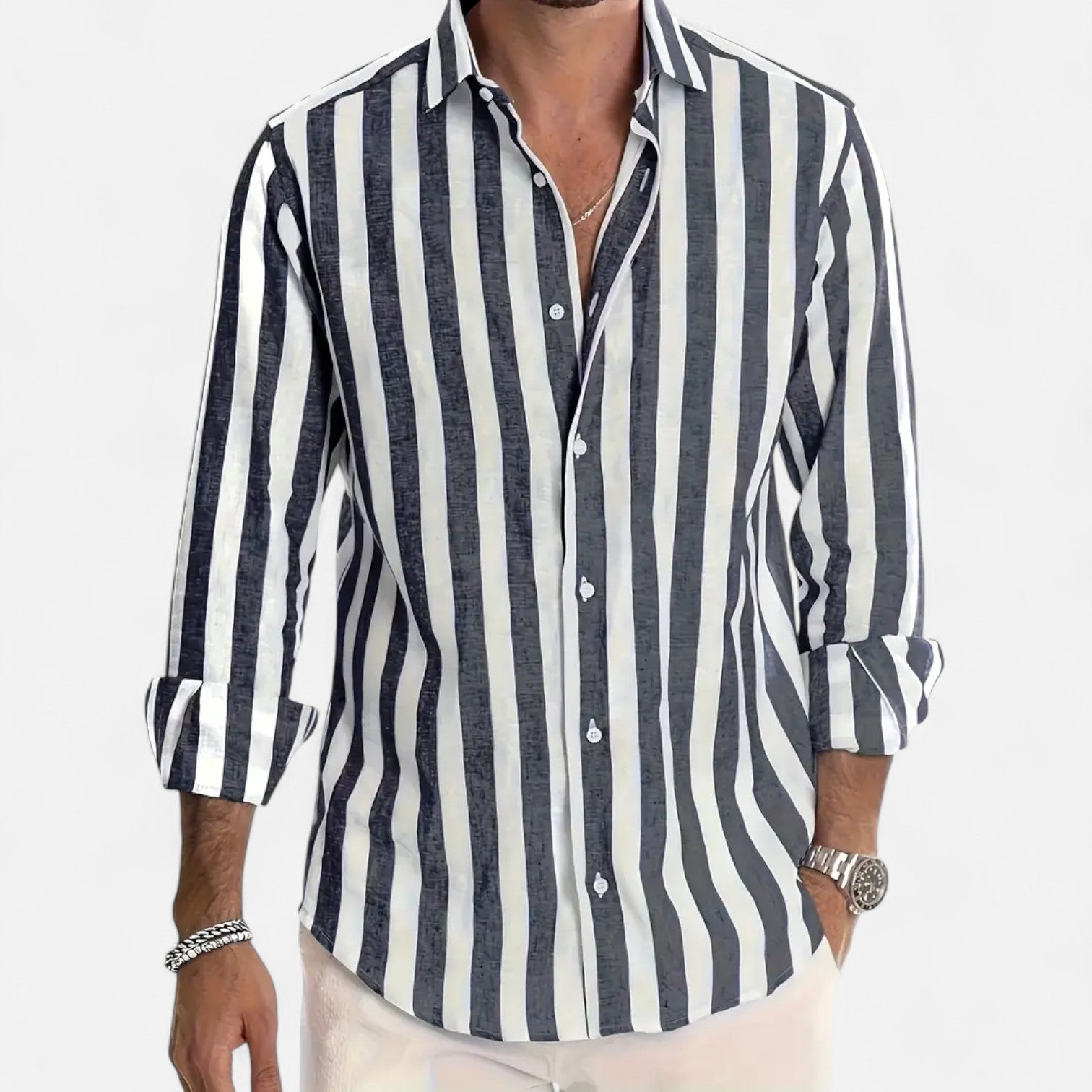 Ancienne Monde | Chemise Rayée à Boutons pour Homme – Sophistication Tailleur