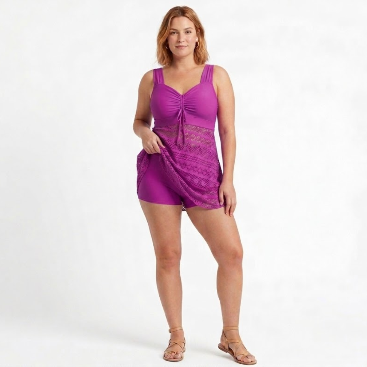 Tankini sæt til kvinder med højtaljet top og shorts