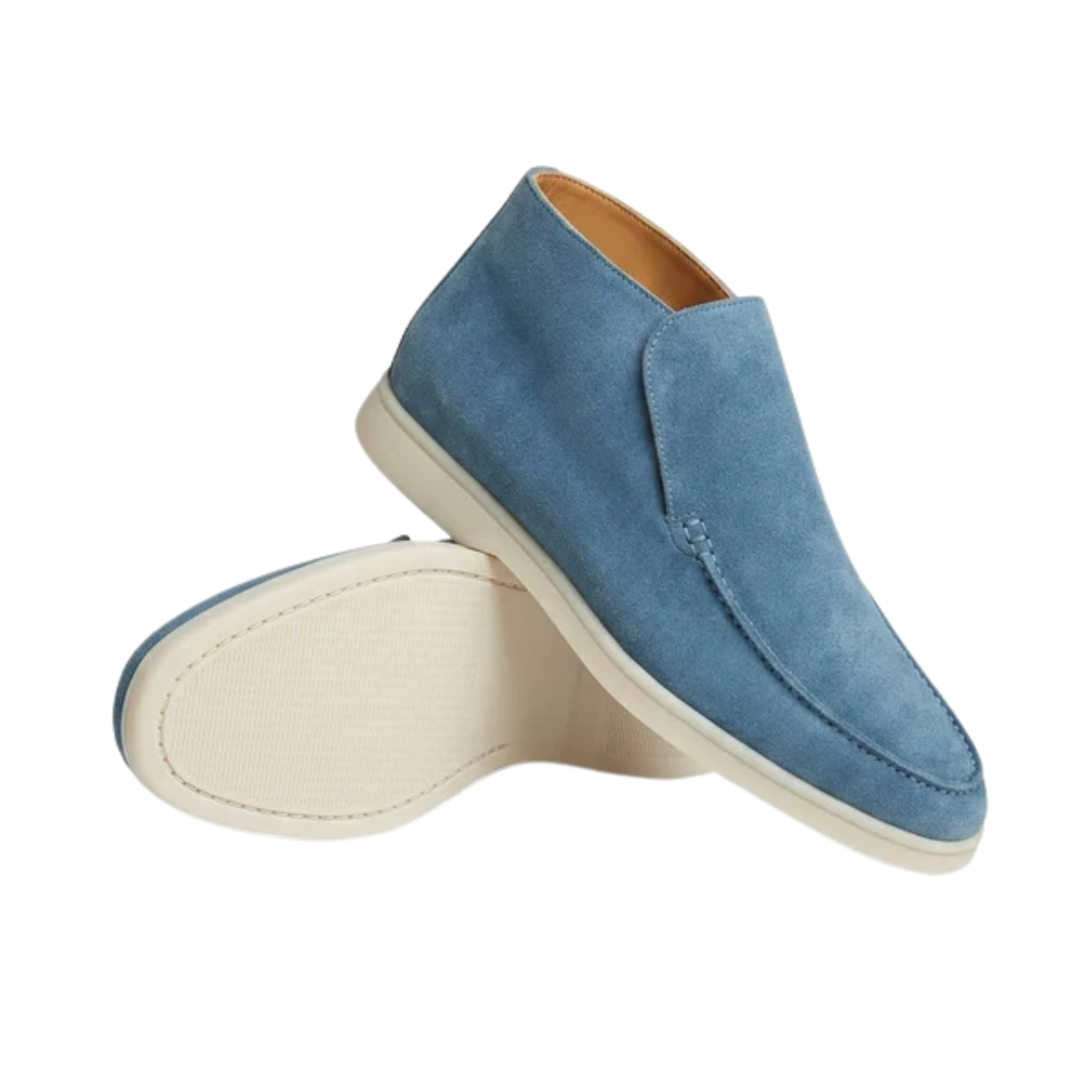Mocasines altos para hombre — botines de ante para poner fácilmente — estilo oficina chic casual