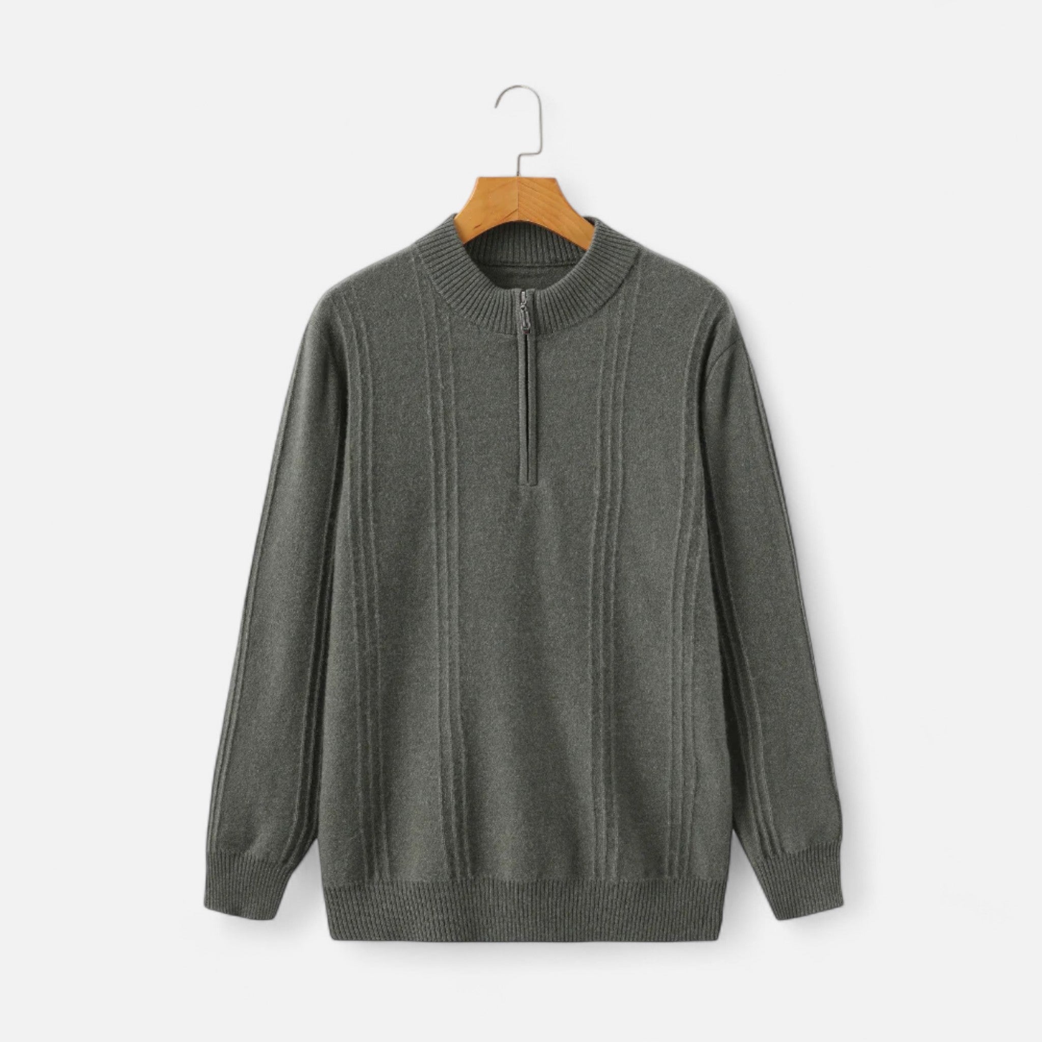 Ancienne Monde | Pull Homme Demi-Zip Col Montant Cachemire