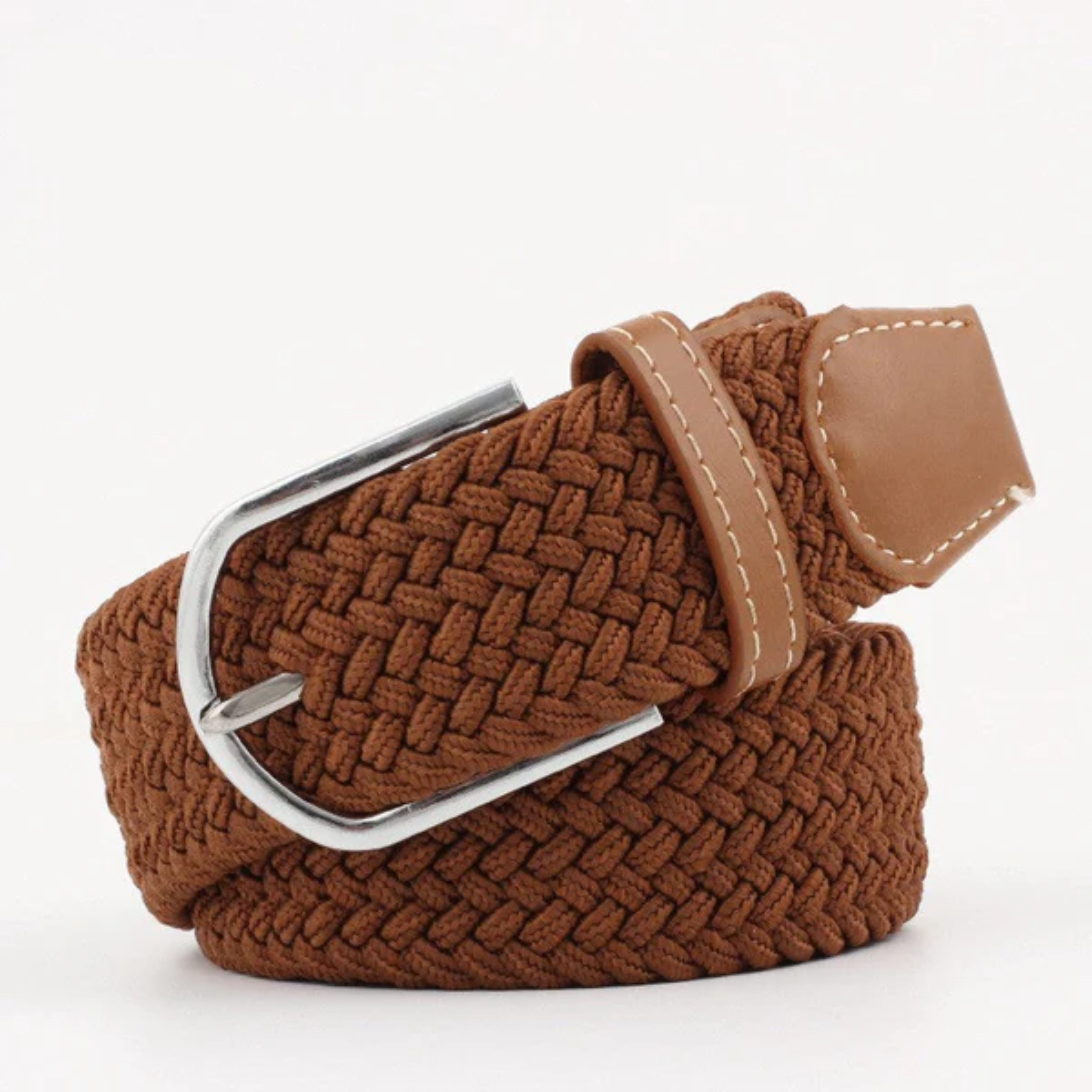 Cinturón trenzado para hombre — acabados en cuero — ajustable y casual