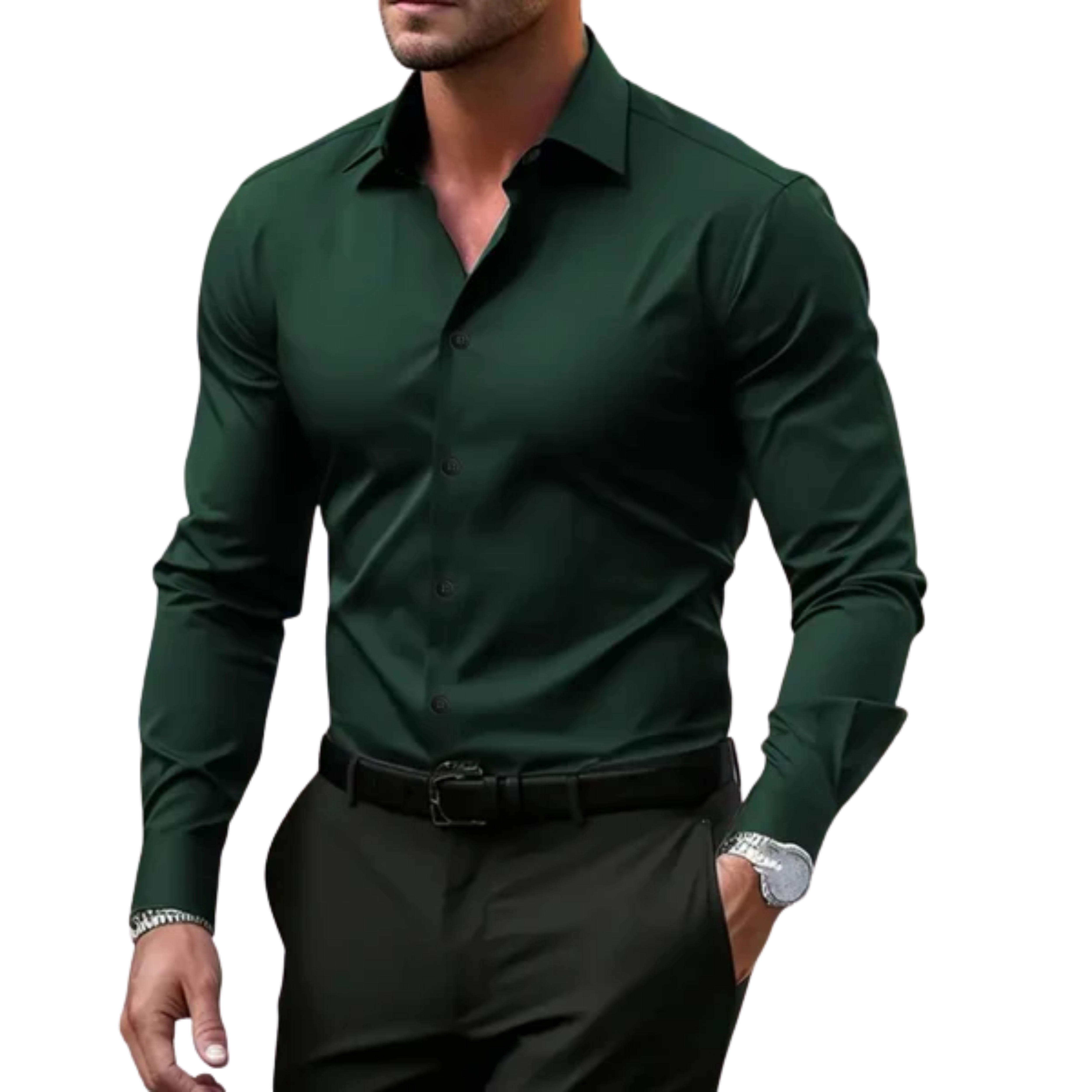Men's button-down shirt — notched collar and long sleeves — everyday