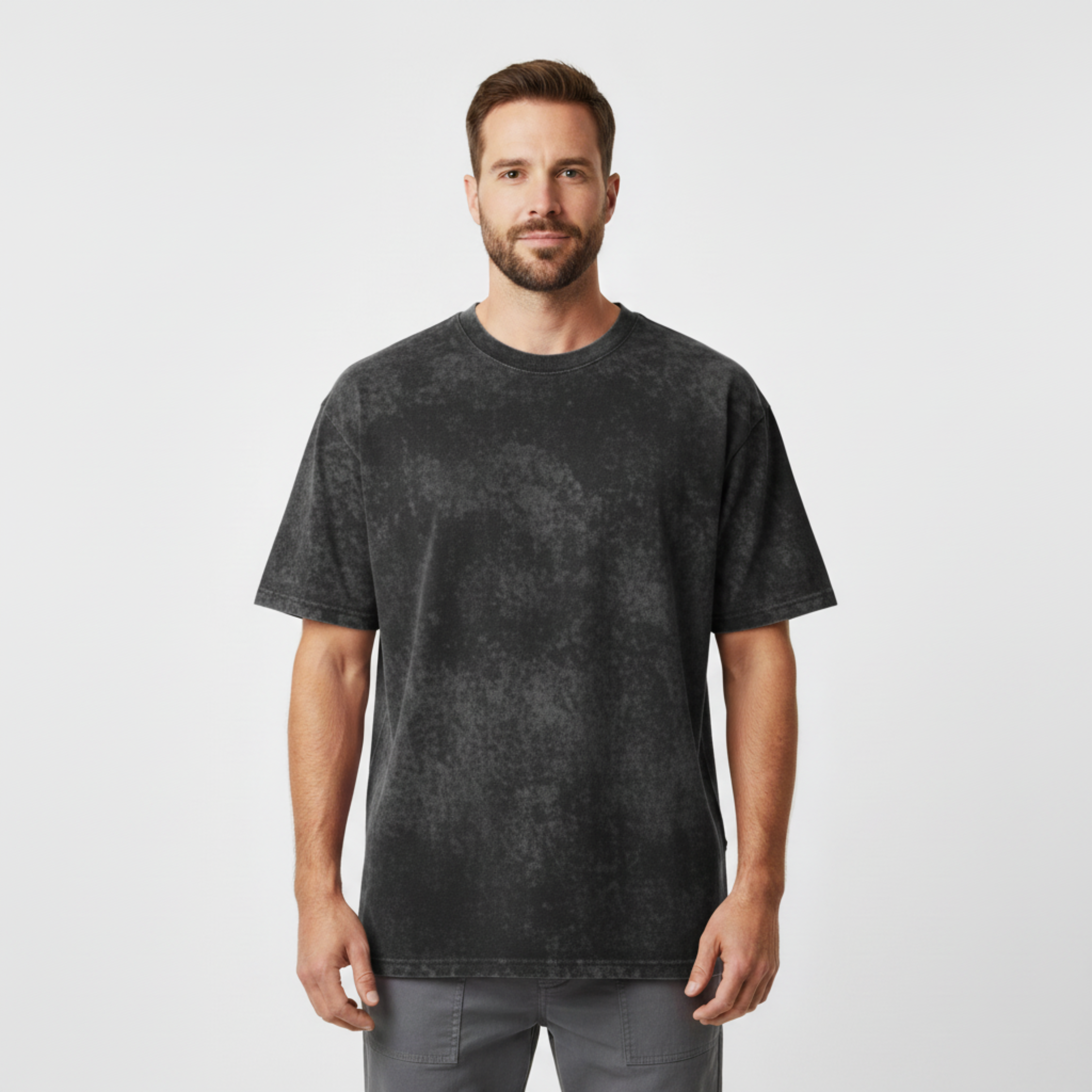 T-shirt Vintage délavé à l'acide en coton épais pour homme et femme coupe oversized