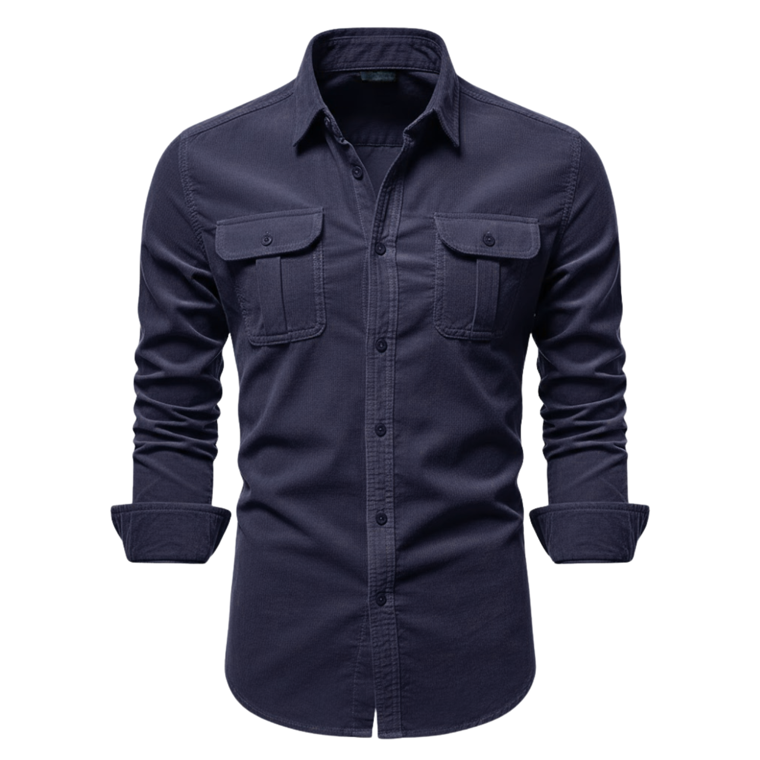 Camisa de pana 100% algodón para hombre corte ajustado con bolsillos en el pecho