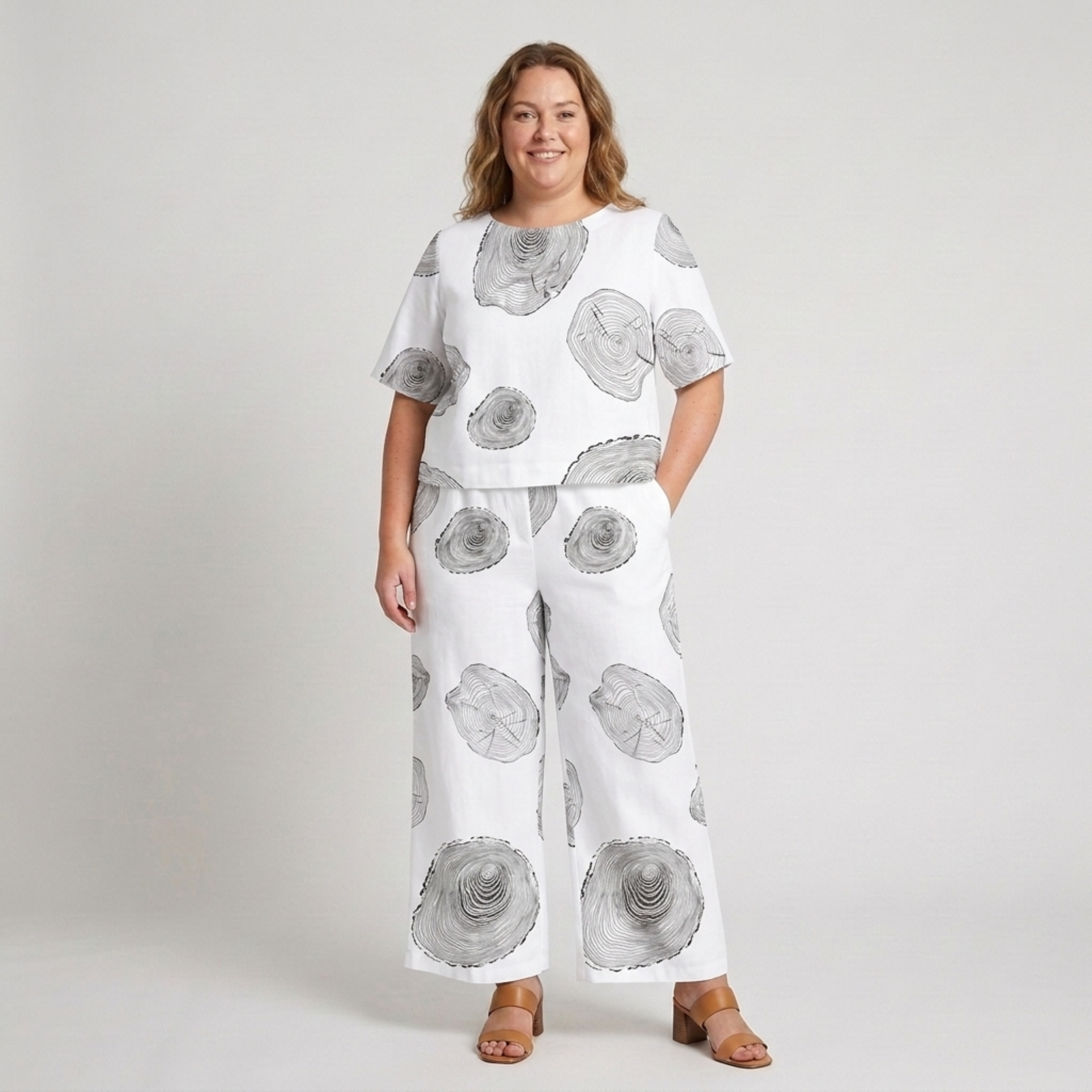 Sæt med bukser i store størrelser med blomsterprint
