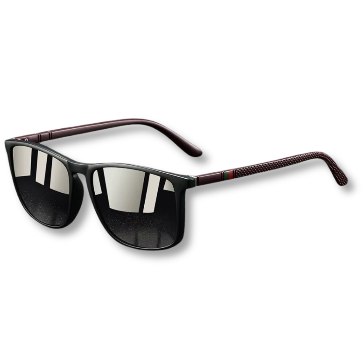 Polarized Square Sunglasses with Non-Slip Temples and Spring Hinges