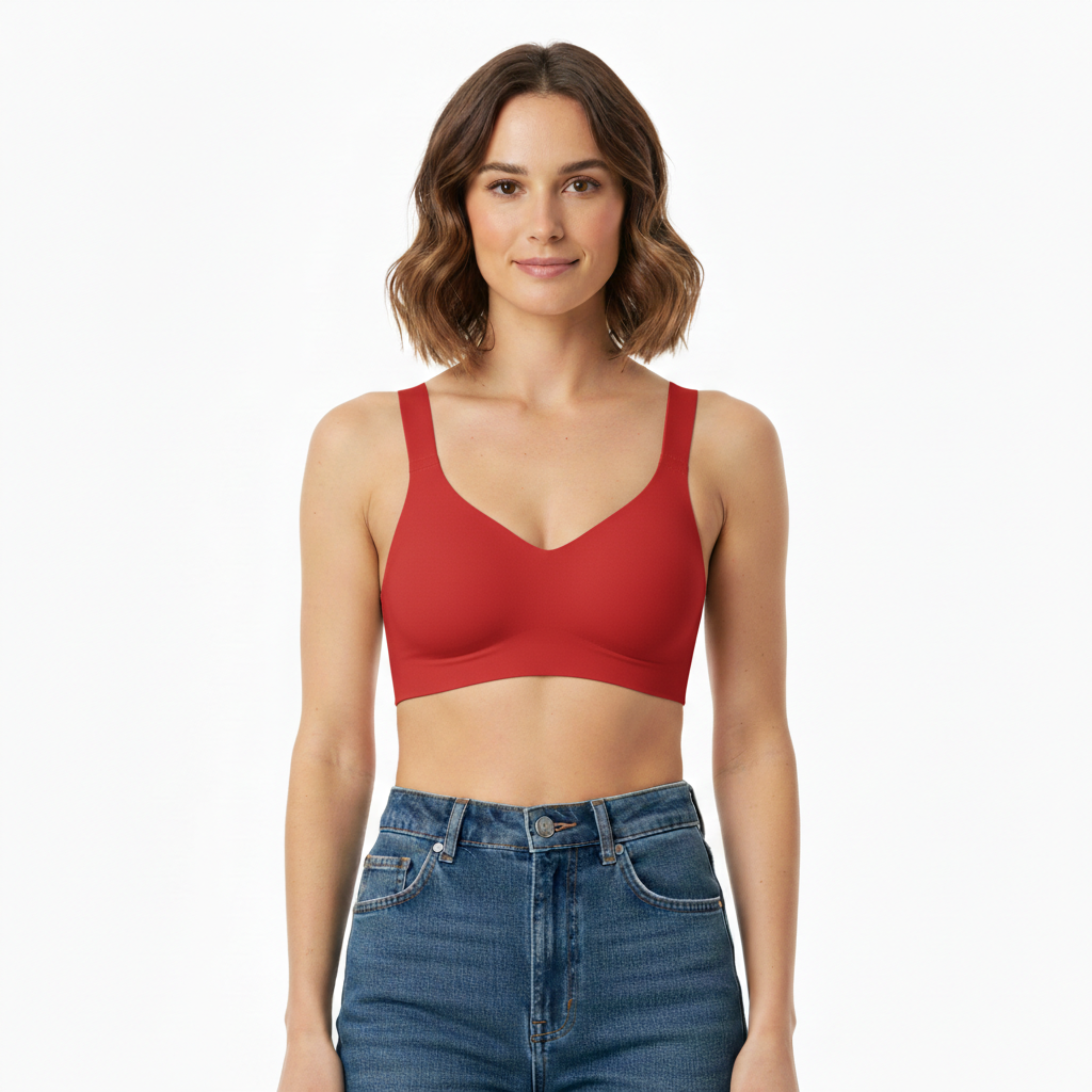 Sujetador push-up sin aros y sin costuras para mujer con tirantes ajustables y cierre de cuatro ganchos