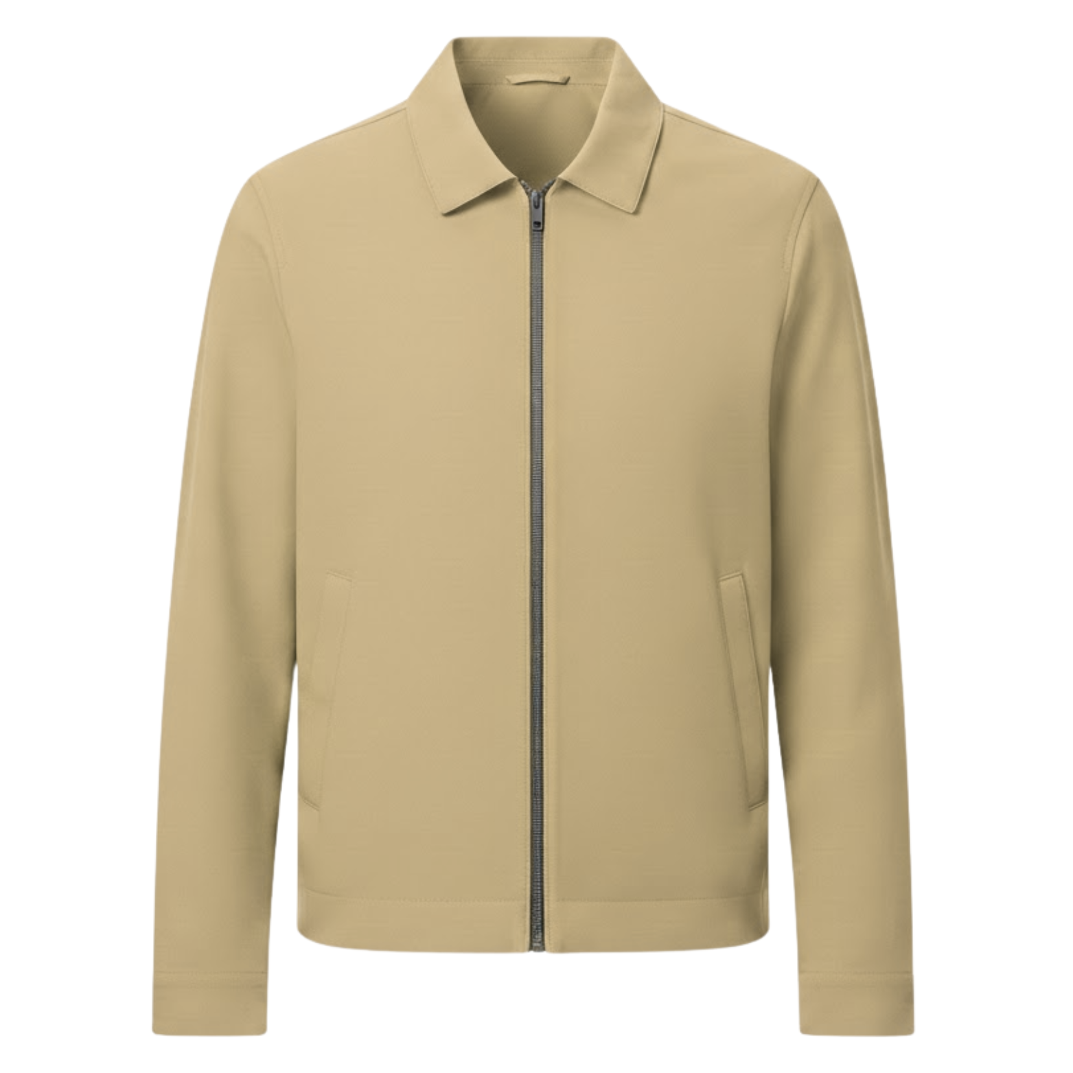 Chaqueta de trabajo ligera para hombre con cierre de cremallera y cuello de camisa clásico