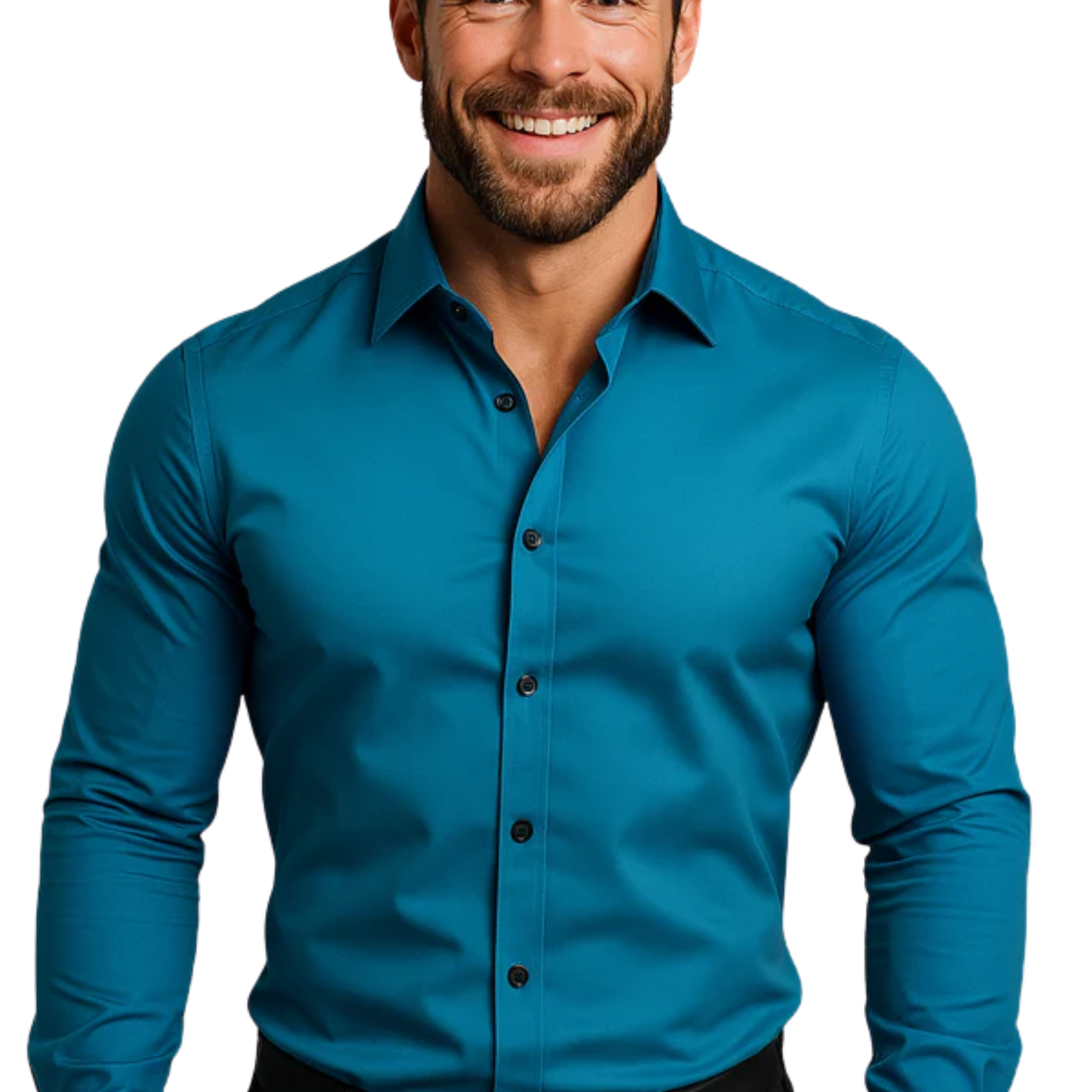 Men's button-down shirt — long sleeves and pointed collar — formal occasion