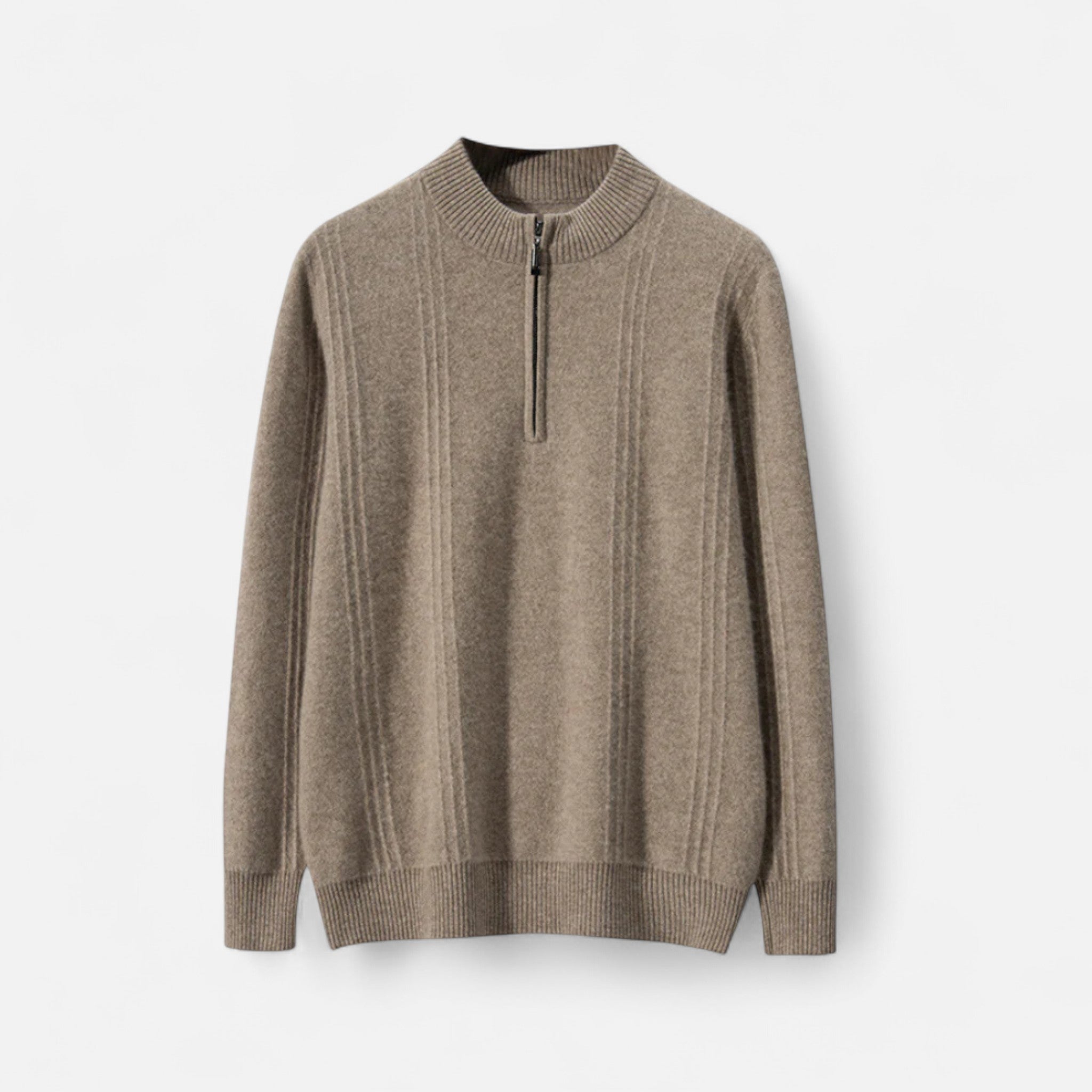 Ancienne Monde | Pull Homme Demi-Zip Col Montant Cachemire