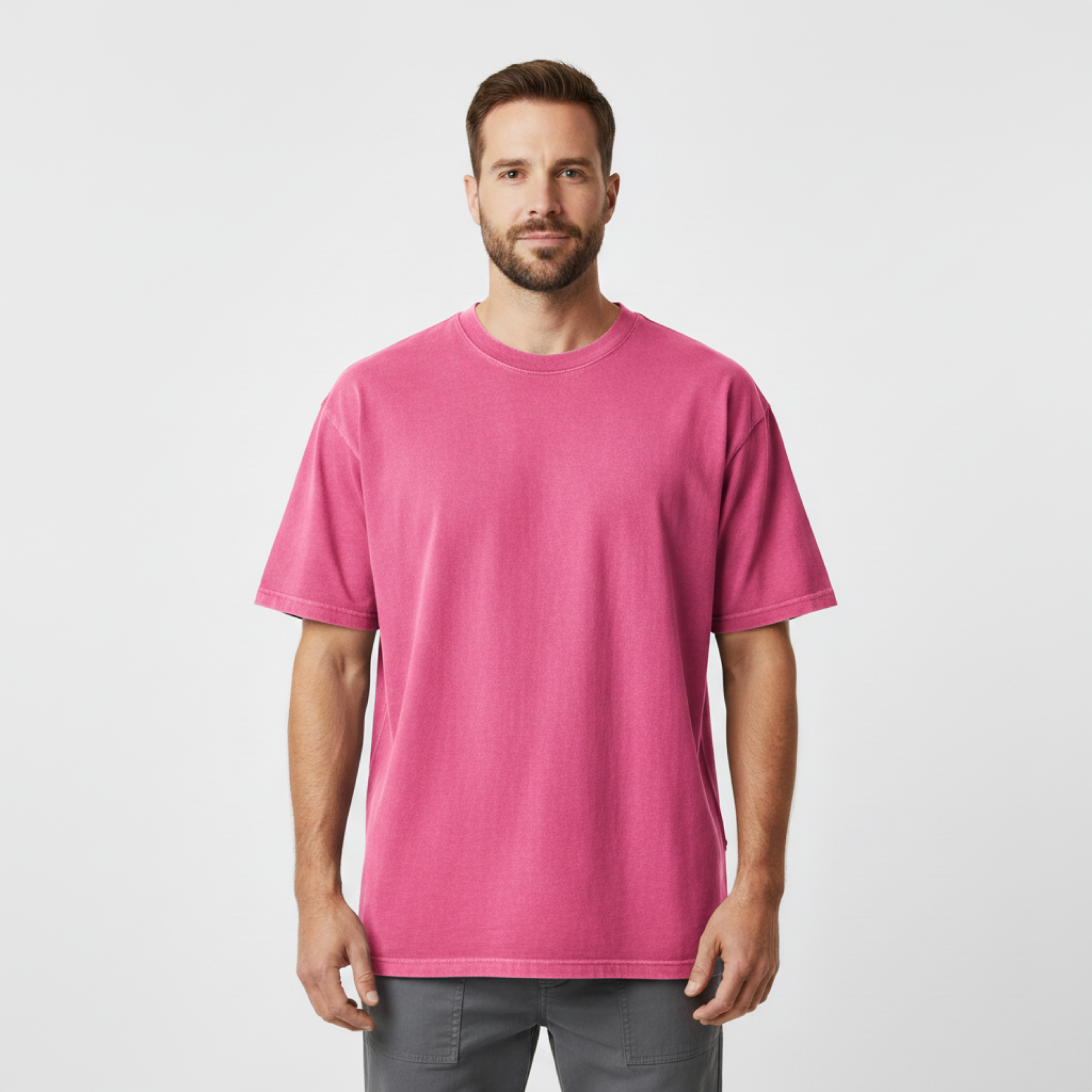 T-shirt Vintage délavé à l'acide en coton épais pour homme et femme coupe oversized