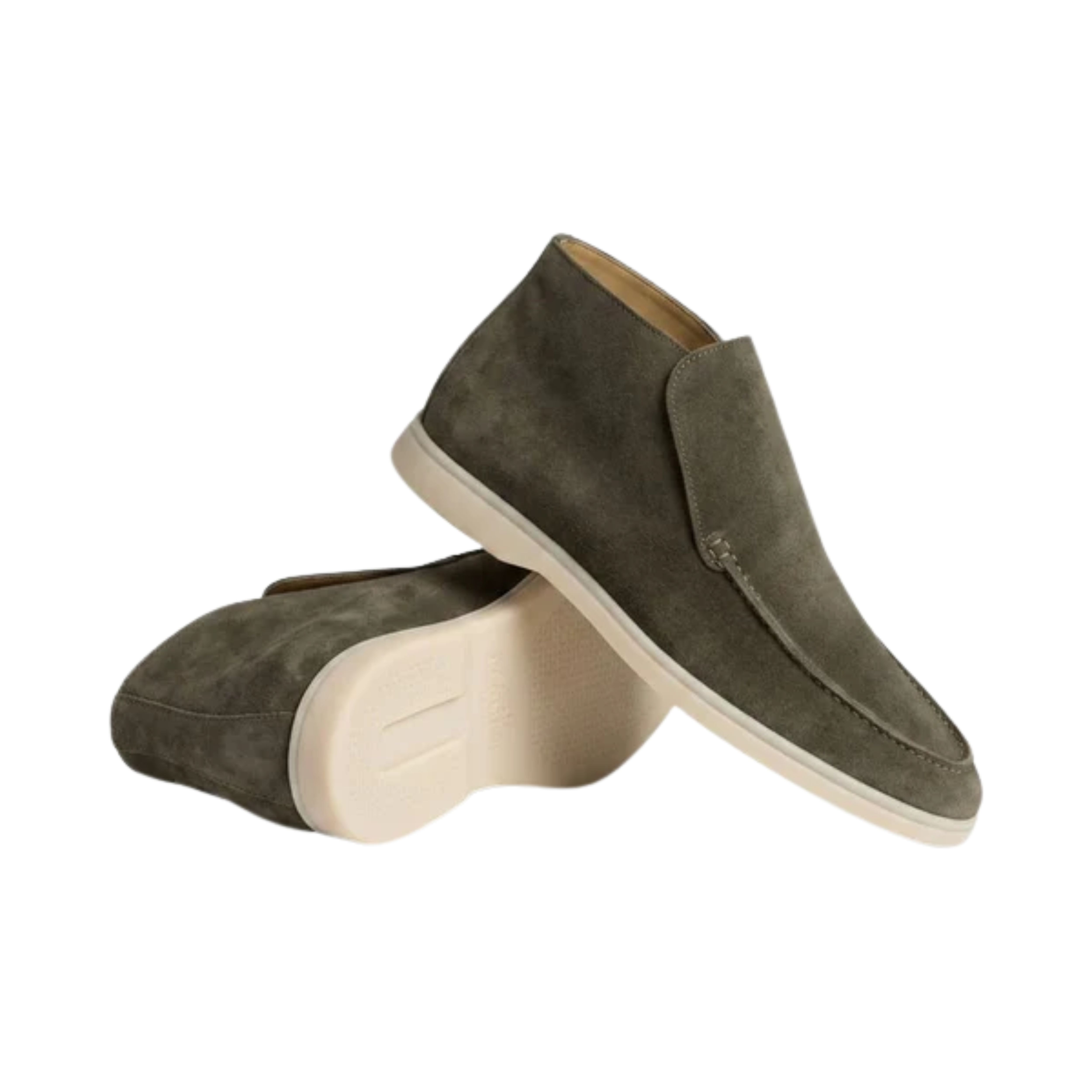 Mocasines altos para hombre — botines de ante para poner fácilmente — estilo oficina chic casual