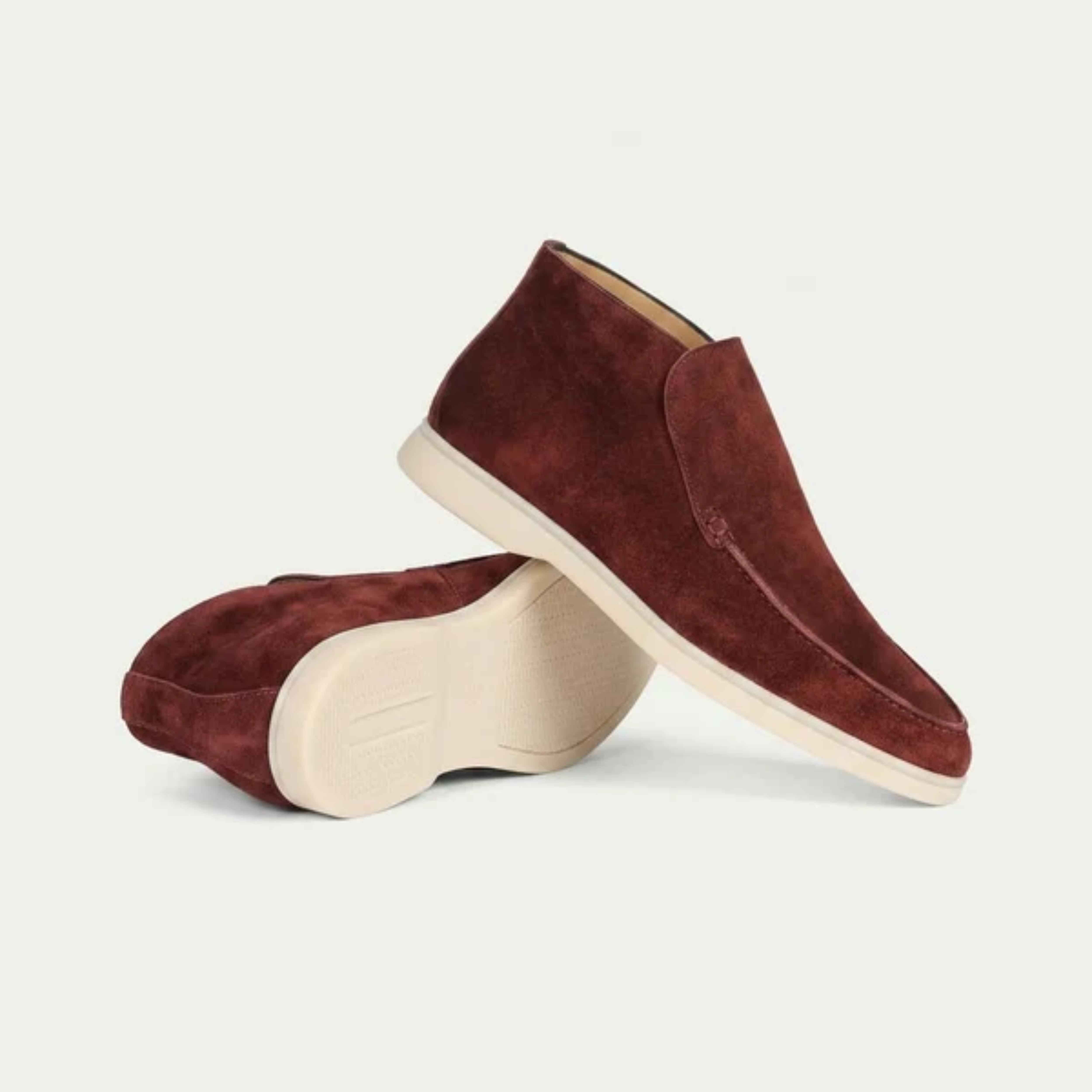 Mocasines altos para hombre — botines de ante para poner fácilmente — estilo oficina chic casual