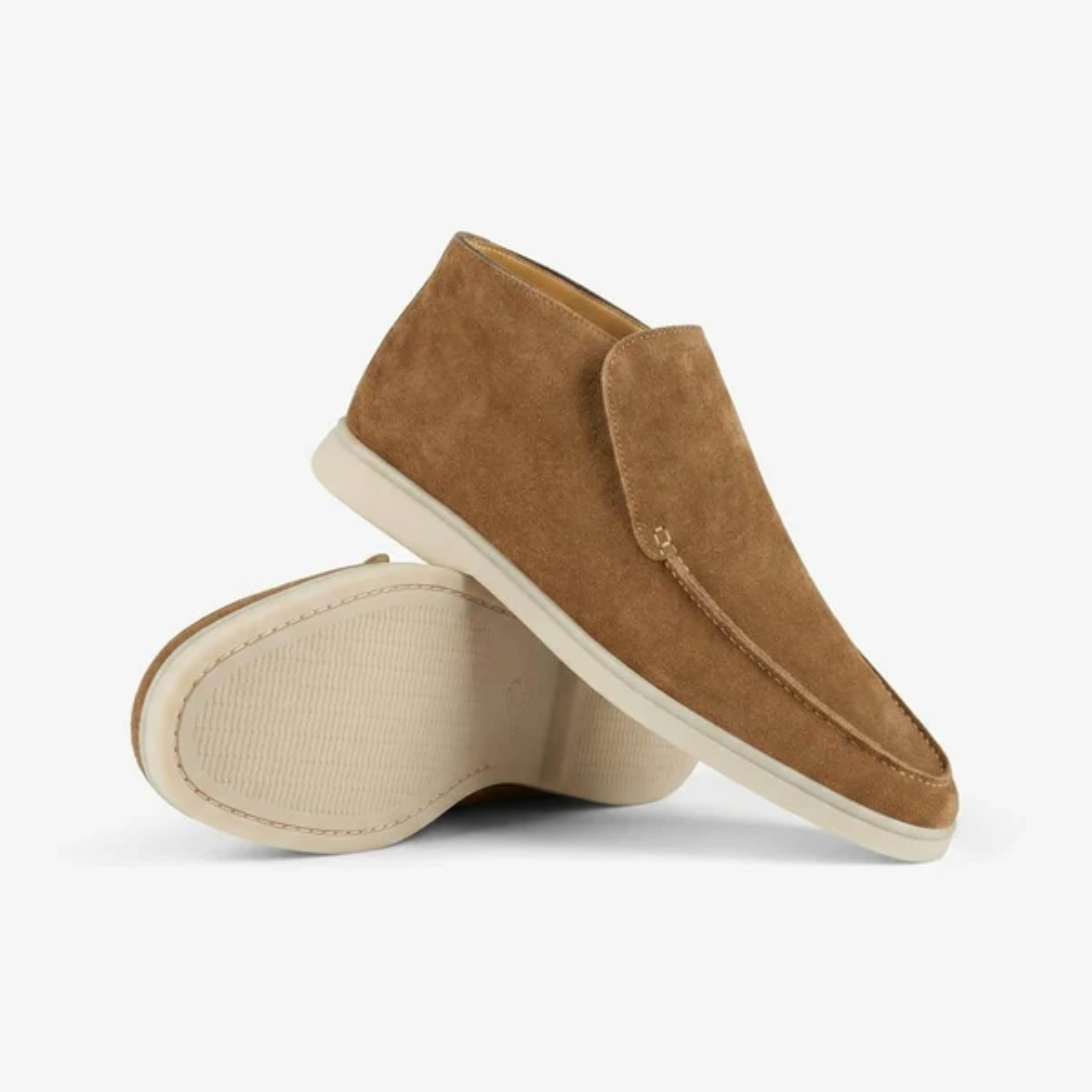 Mocasines altos para hombre — botines de ante para poner fácilmente — estilo oficina chic casual