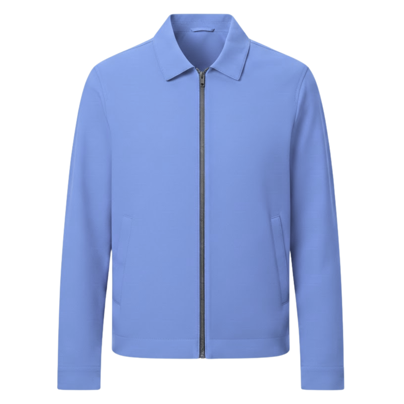 Chaqueta de trabajo ligera para hombre con cierre de cremallera y cuello de camisa clásico