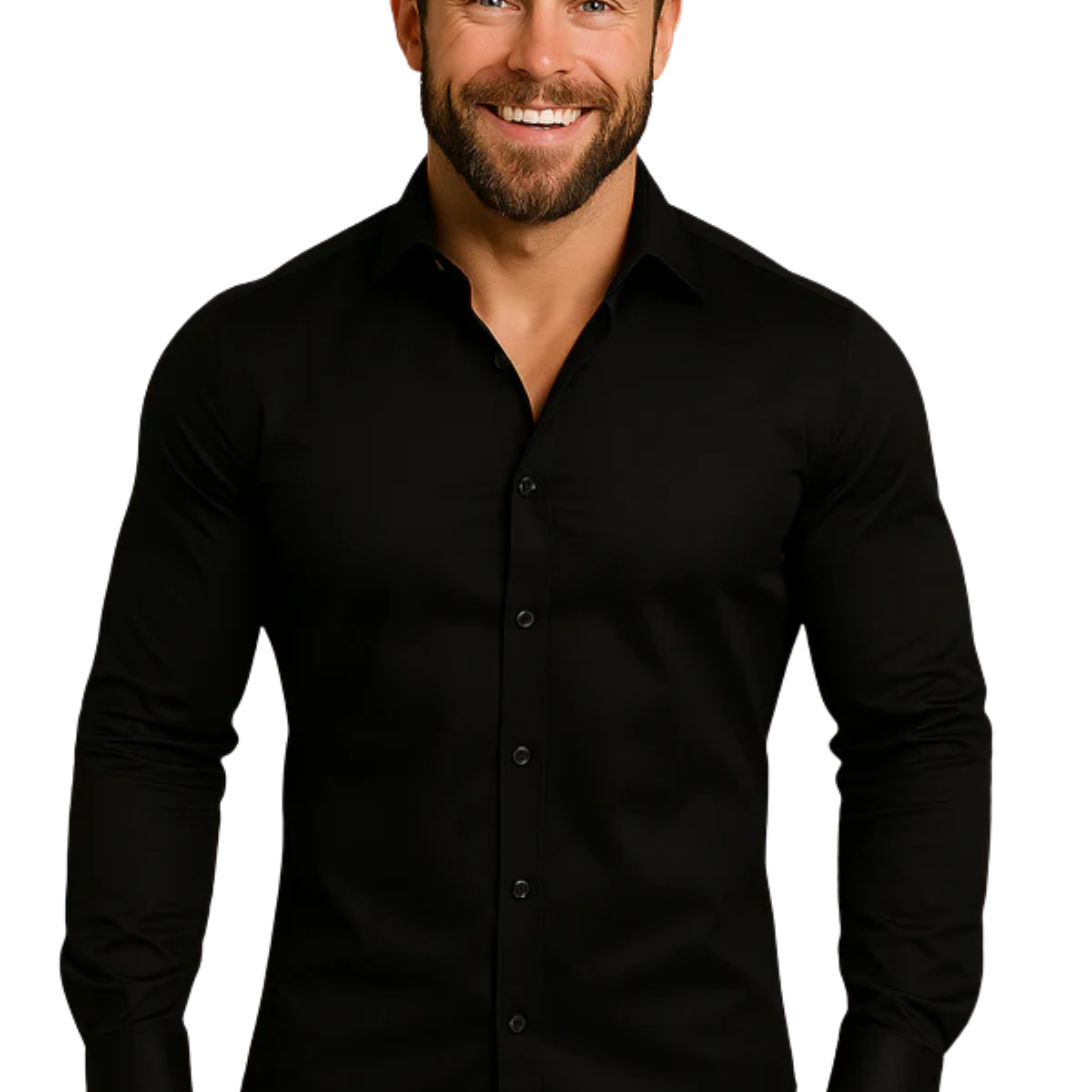 Men's button-down shirt — long sleeves and pointed collar — formal occasion