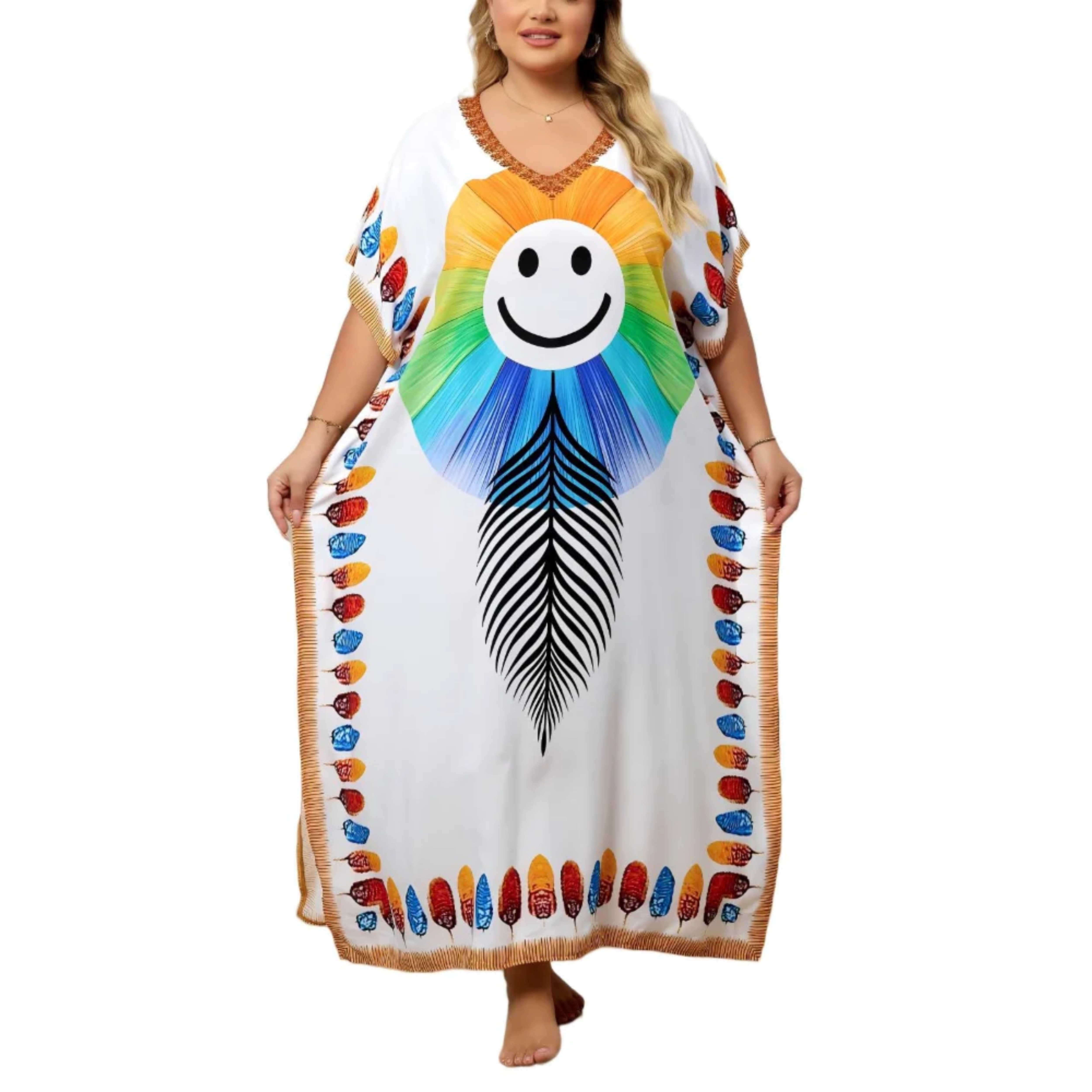 Robe kaftan kimono velká velikost — volný střih — pláž a cestování
