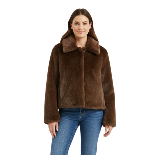 Loose Women's Jacket with Lapel Collar and Long Sleeves Buttons