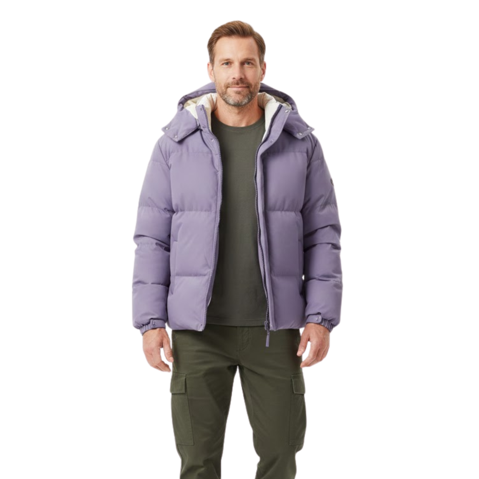 Thick solid color cotton jacket with hood, warm for winter