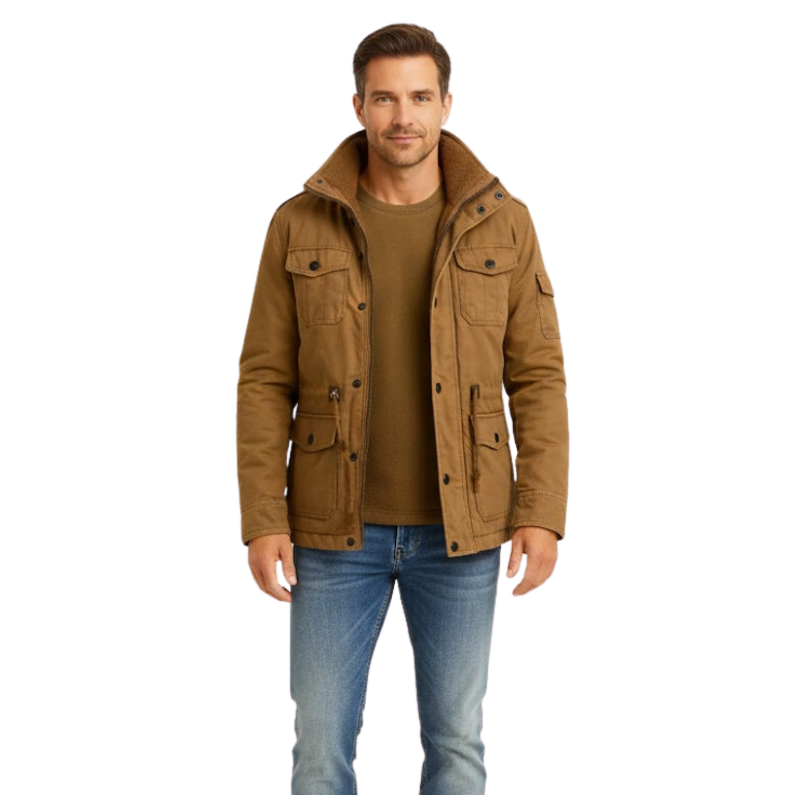 Men's winter hooded coats, thick and plush cotton tactical workwear, tactical bomber jackets