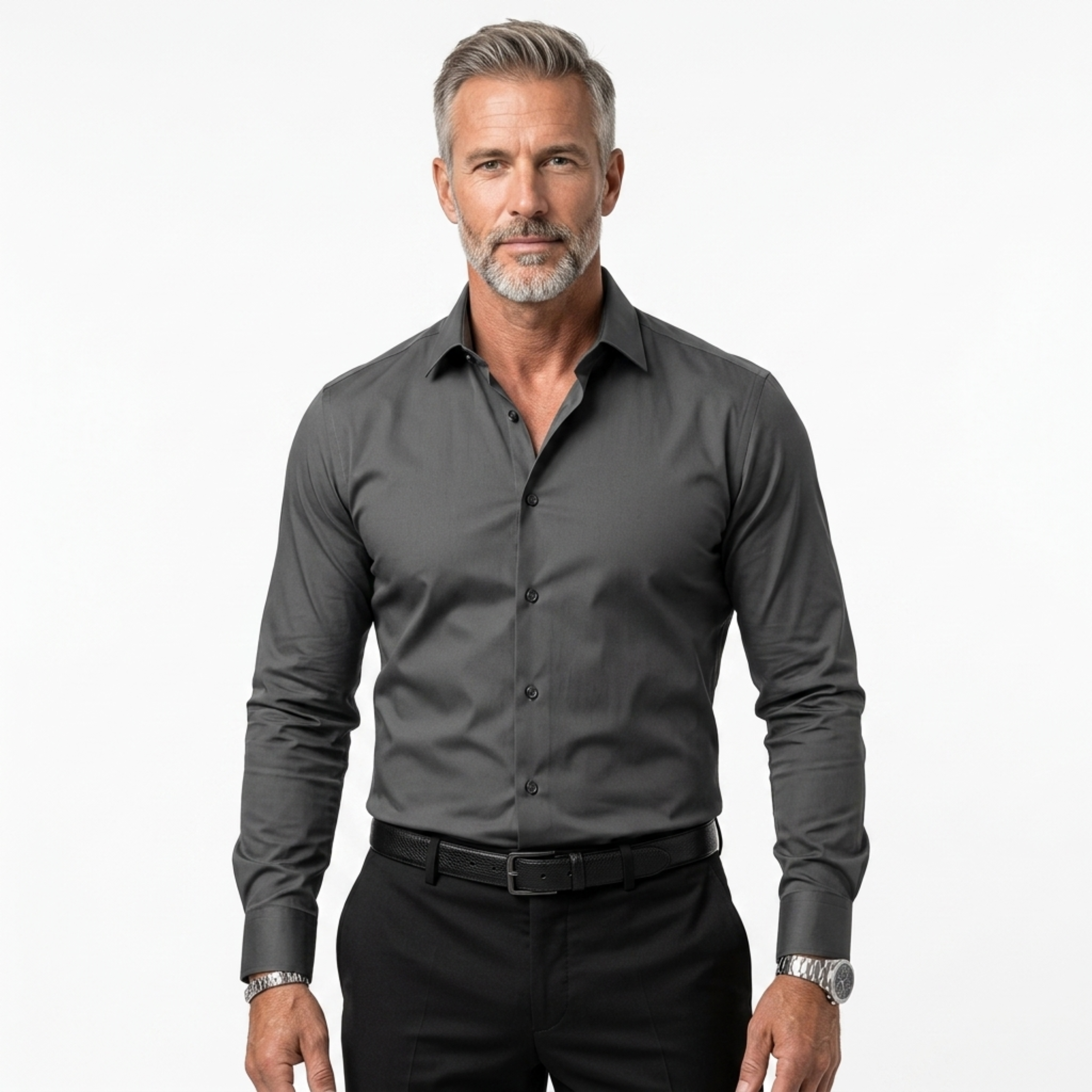 Men's button-down shirt — notched collar and long sleeves — everyday