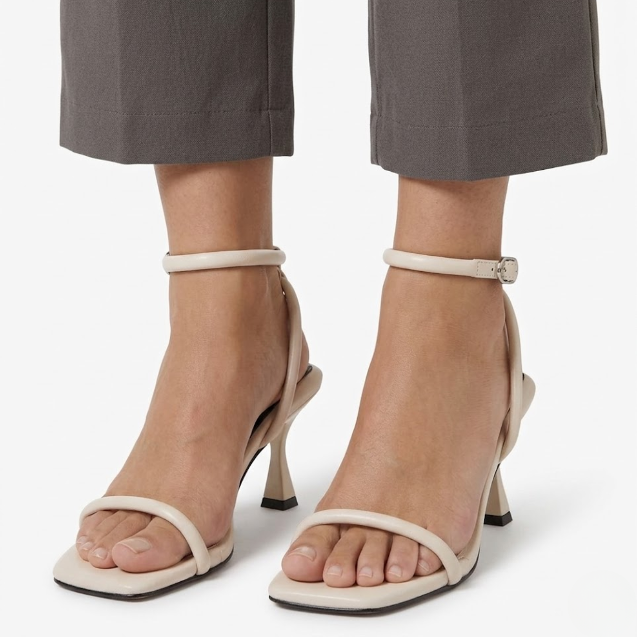 Zapatos Minimalistas Nu-Pieds con Tacón Bobina y Punta Cuadrada para Mujer con Tiras Finas