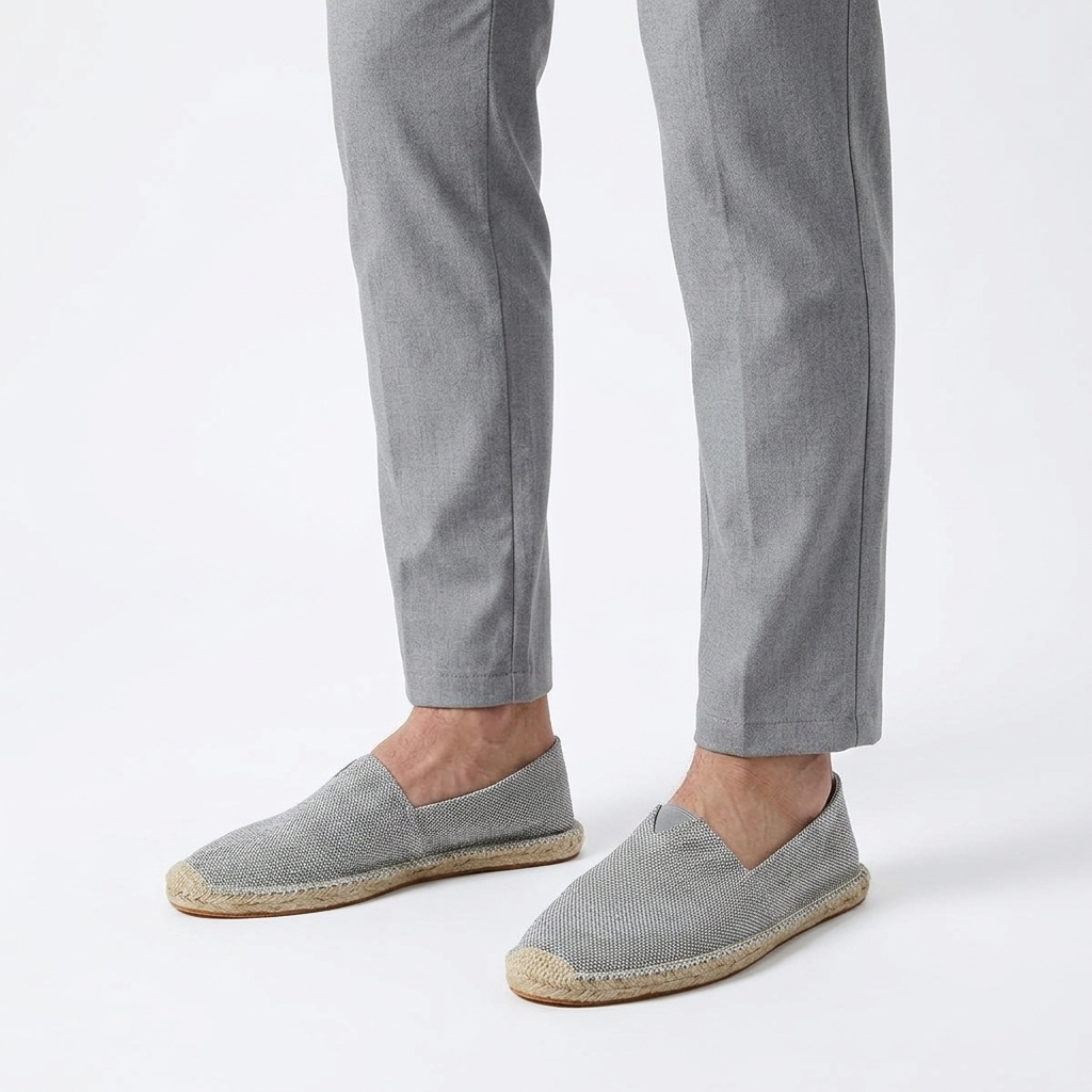 Espadrillas in lino da uomo — mocassini slip-on in tela — spiaggia e vacanze