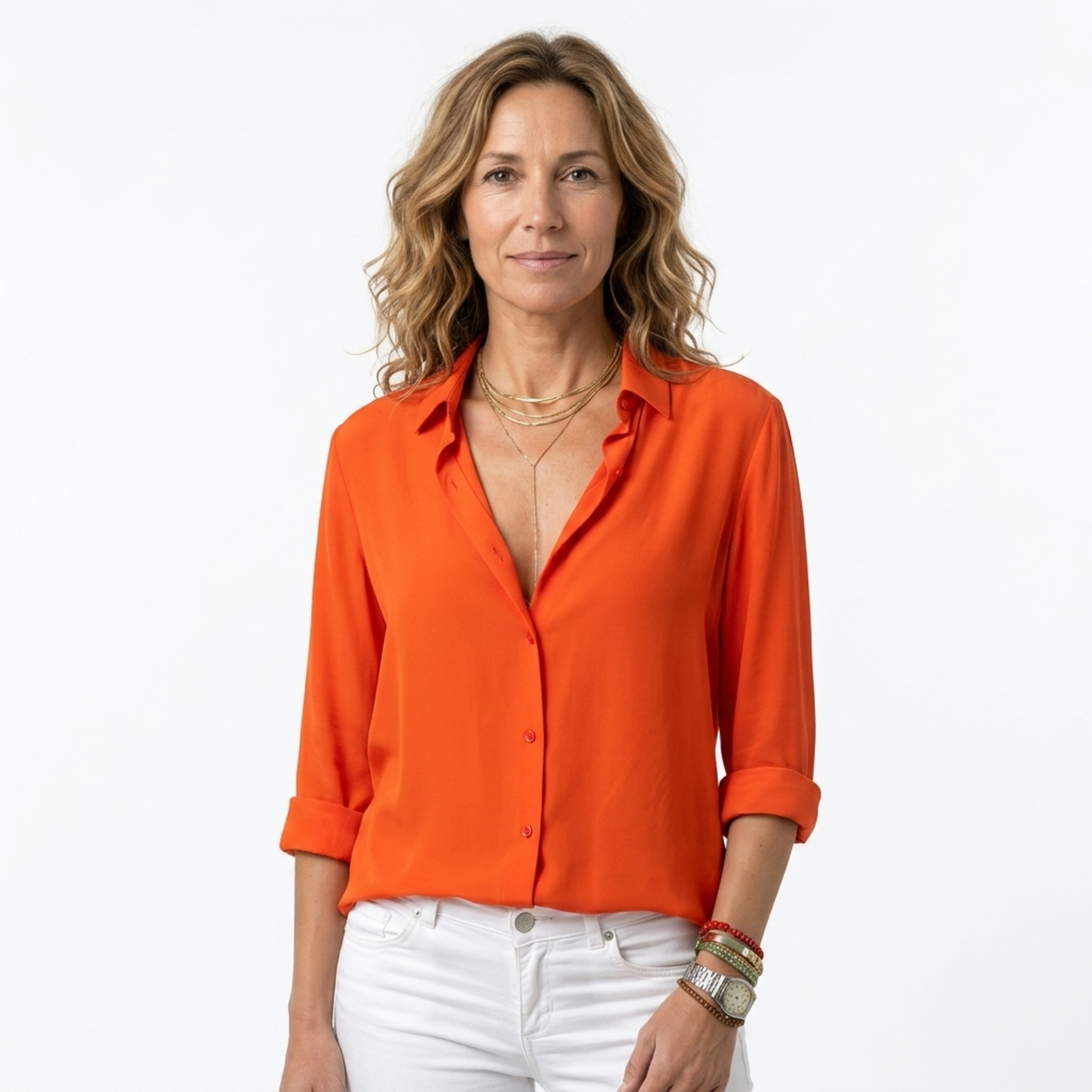 Blouse fluide femme en soie — décolleté en v — bureau et soirée