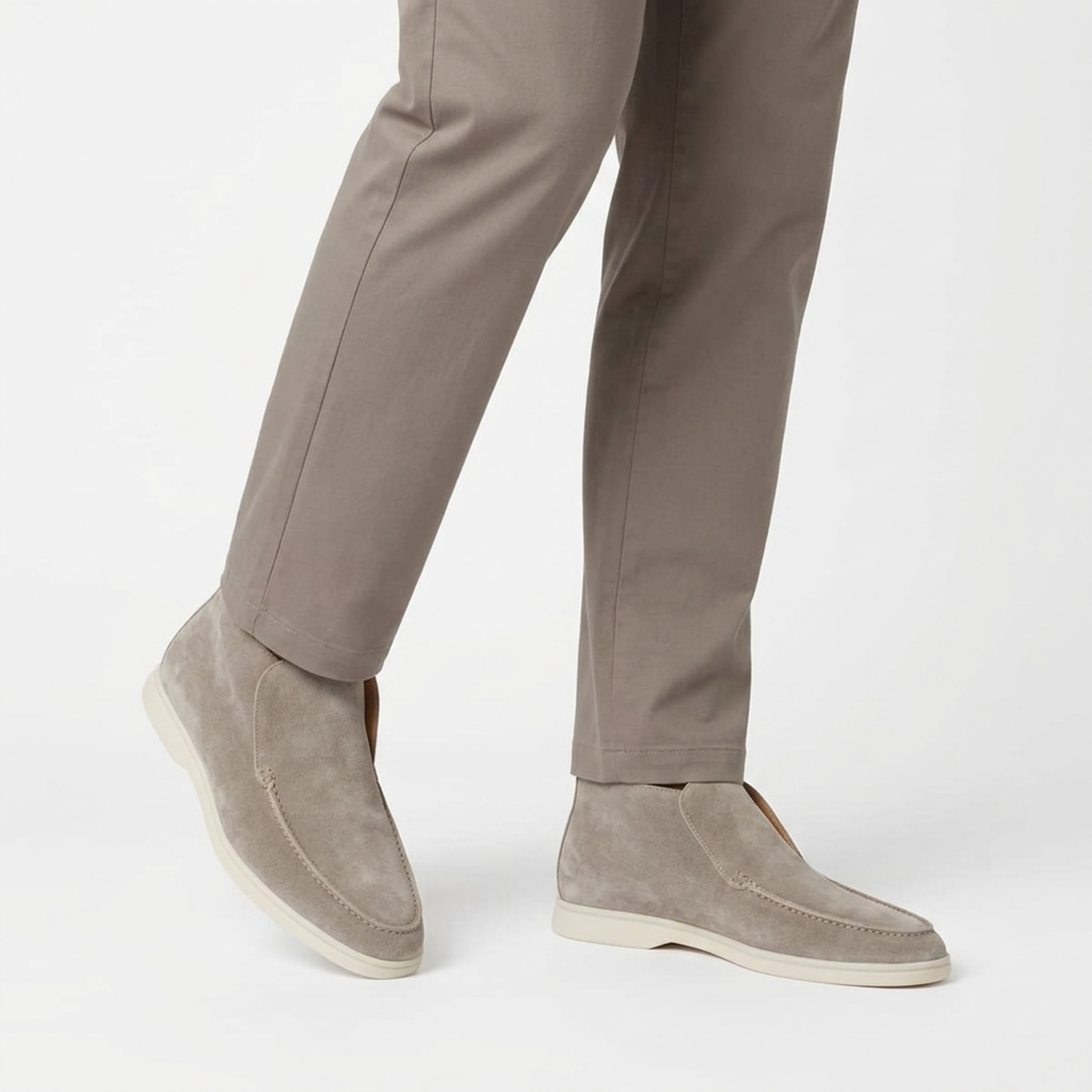 Mocasines altos para hombre — botines de ante para poner fácilmente — estilo oficina chic casual