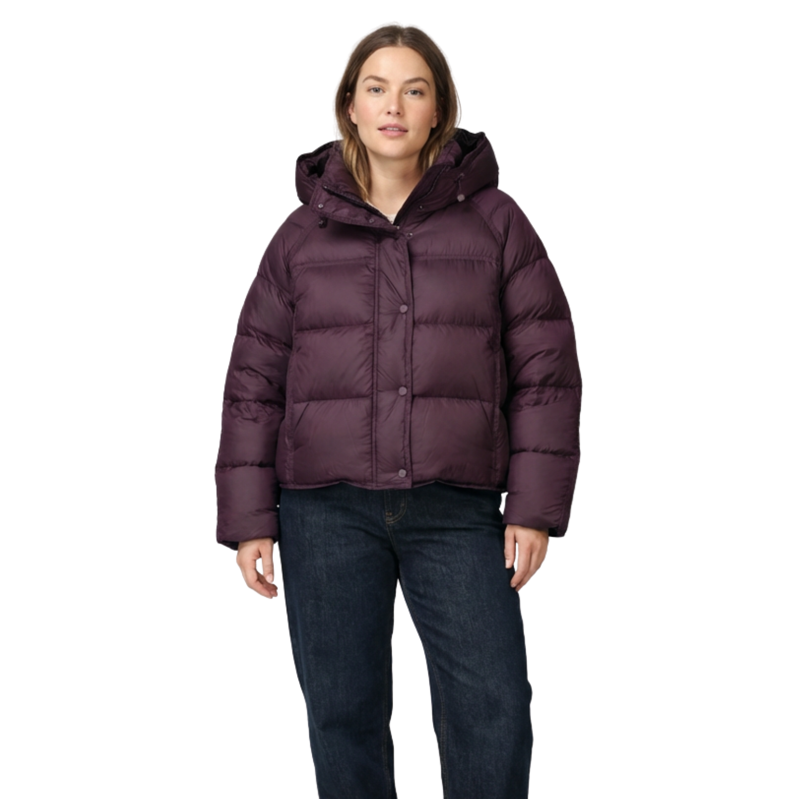 Women's Quilted Cotton Jacket, Short Winter Coat with Hood, Loose Fit