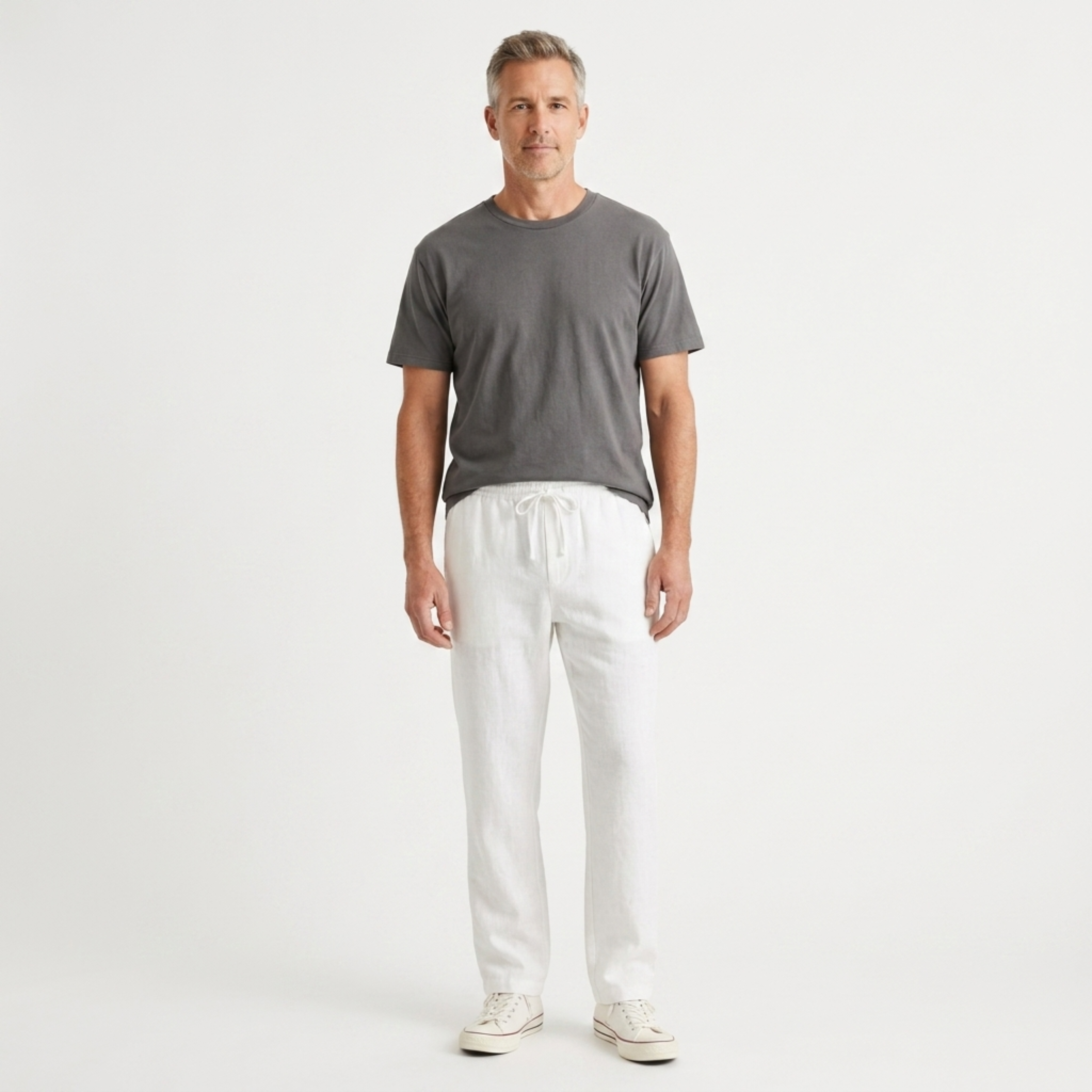 Men's wide linen pants — cotton blend — vacation and summer