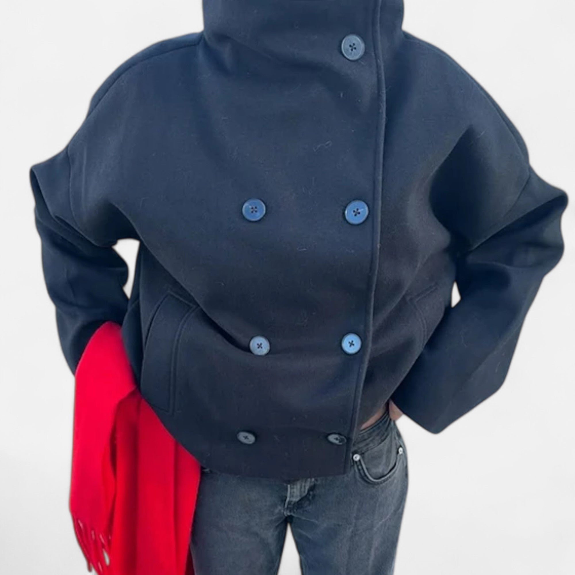 Ancienne Monde | Manteau Court Femme Col Haut Chic