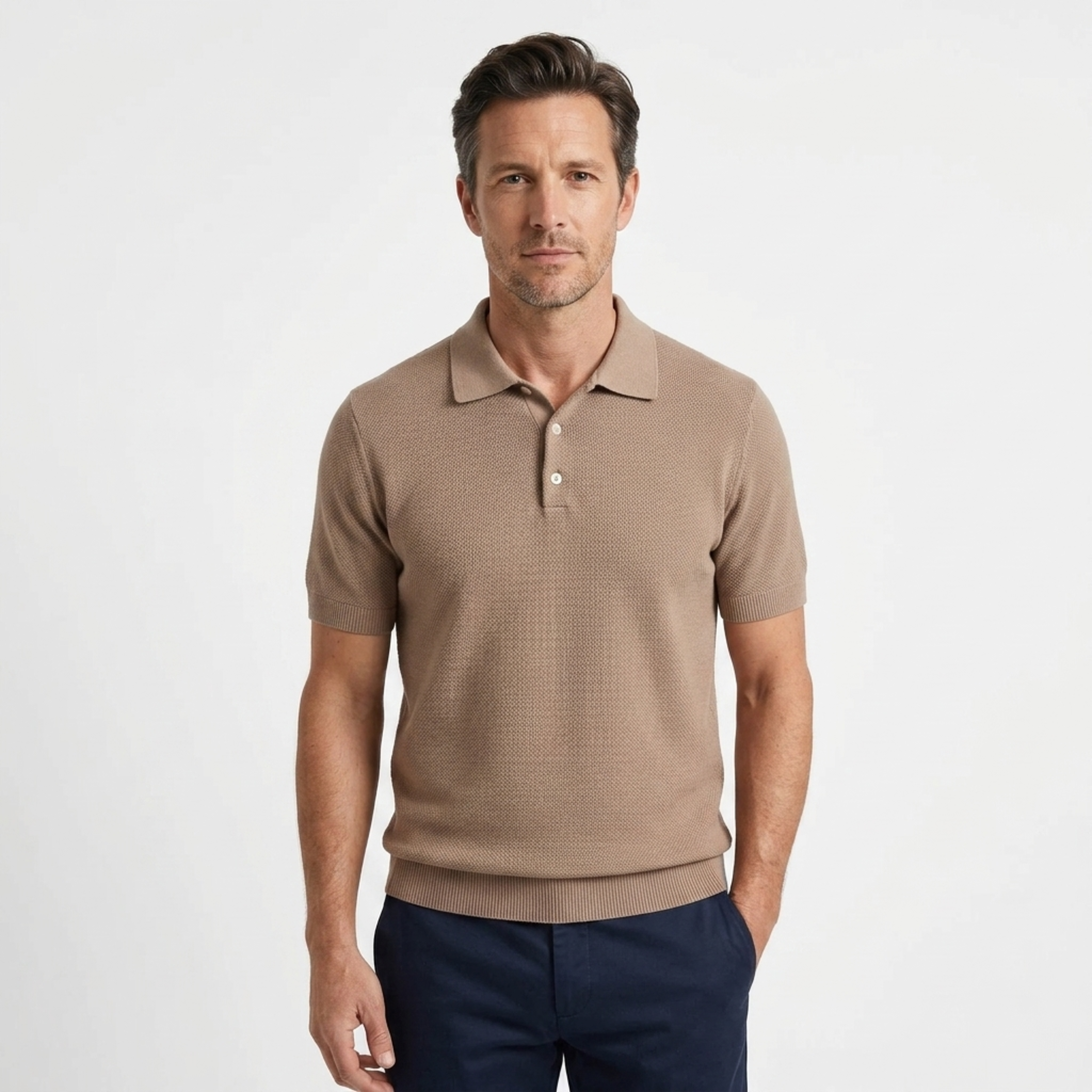 Pánské polo z bavlněného úpletu, slim fit — pohodlné