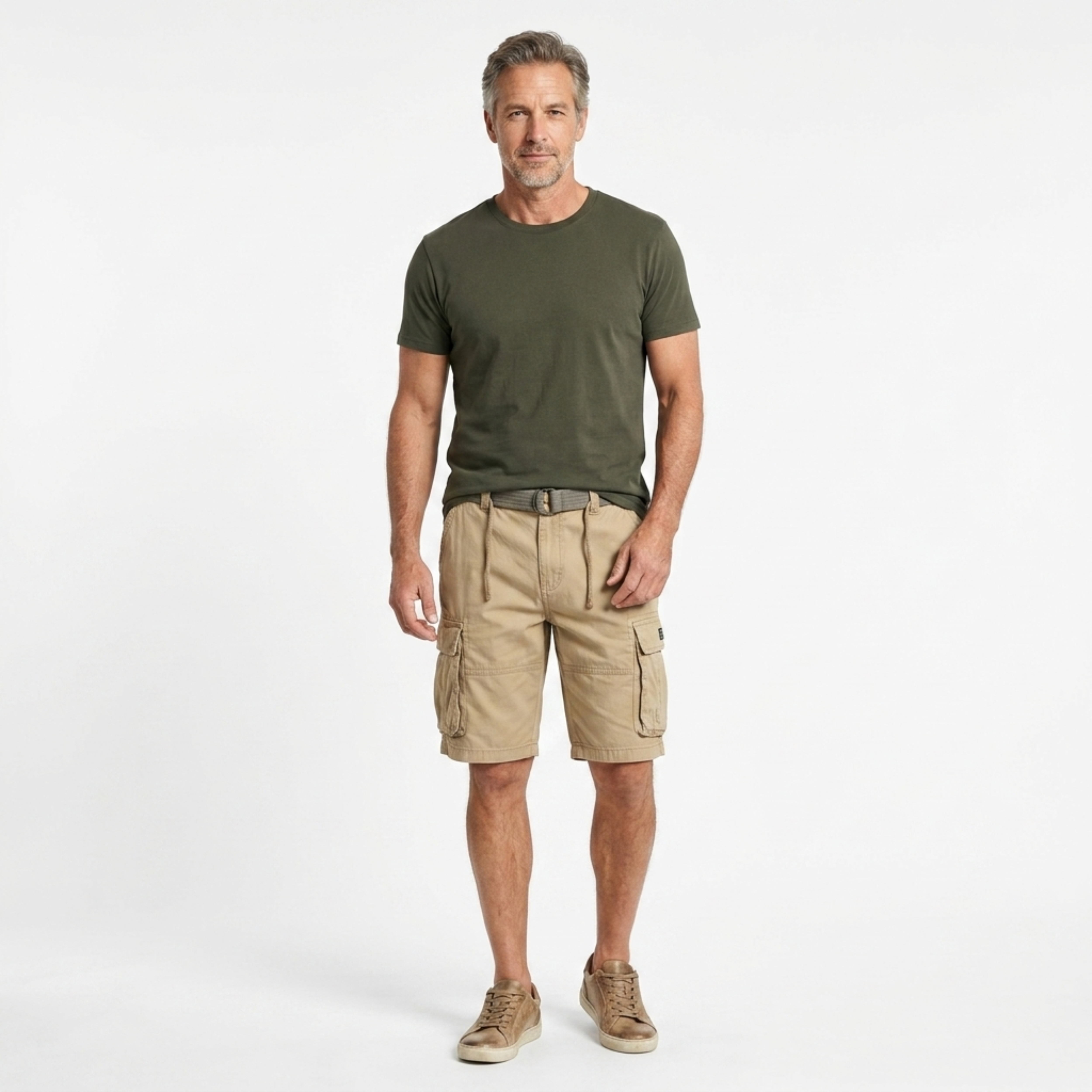 Cotton cargo bermuda shorts — multi-pocket utility style — vacation
