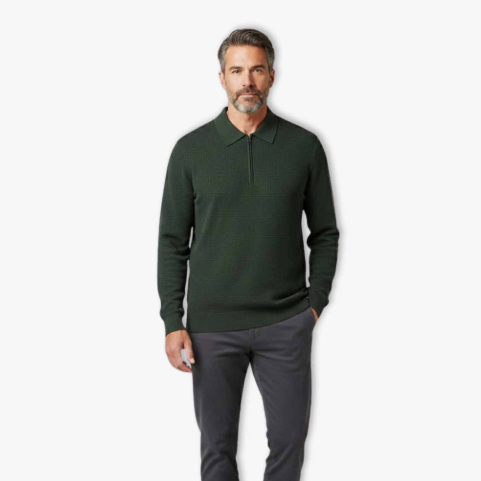 Haut homme maille gaufrée col rond décontracté élégant texture premium