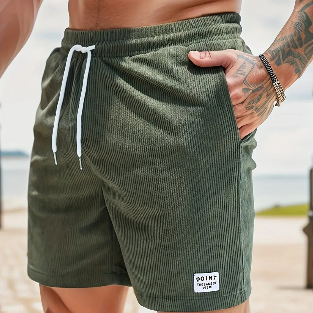 Men's velvet high shorts — casual summer clothing with drawstring