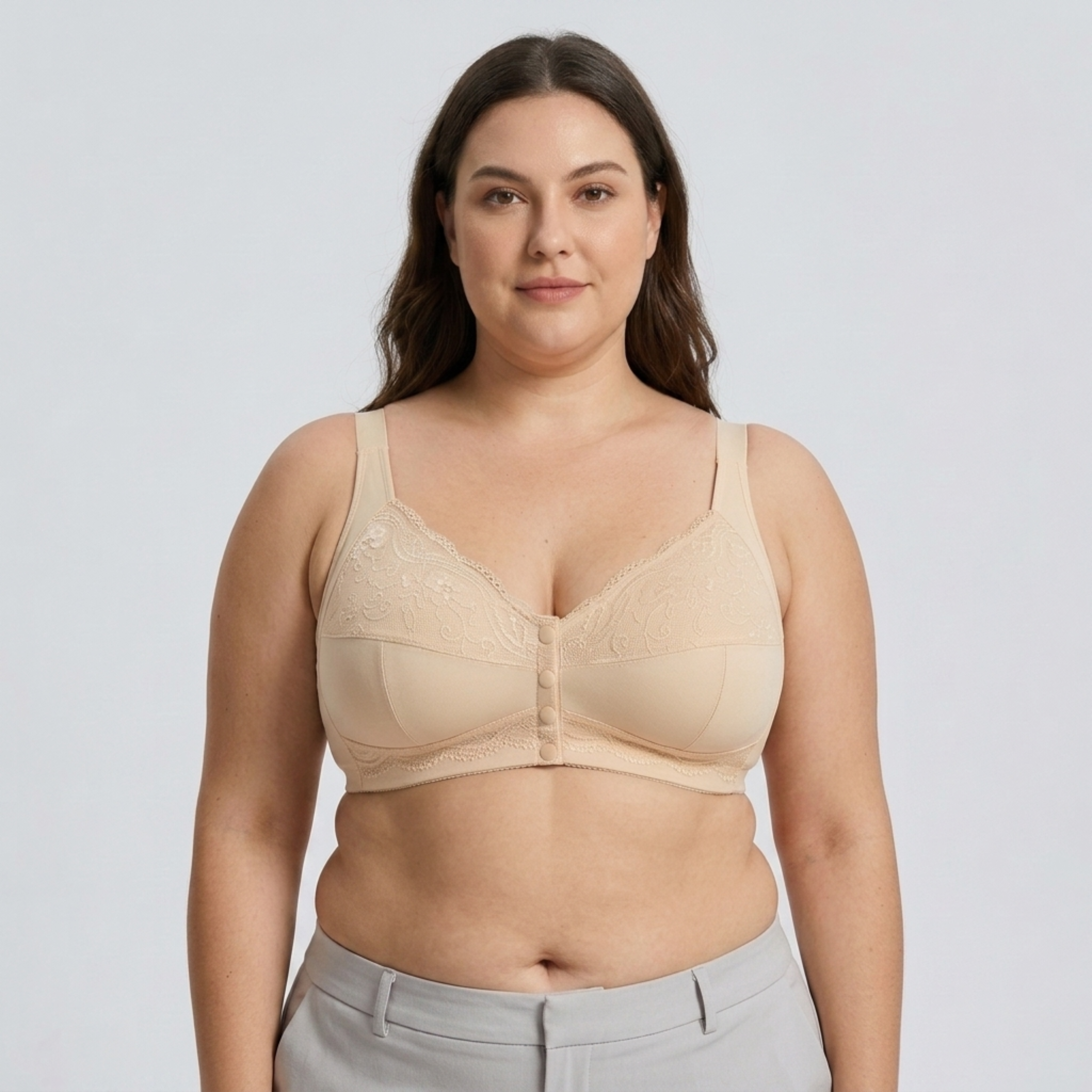 Reggiseno taglie forti da donna con chiusura frontale senza ferretto