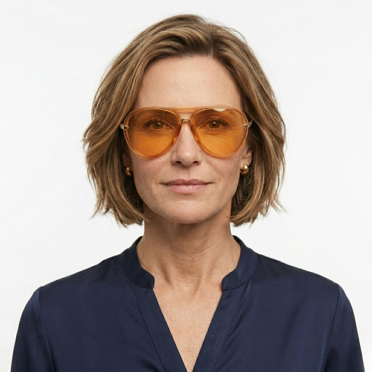 Translucent Aviator Glasses with Double Bridge and UV Protection Gradient Lenses