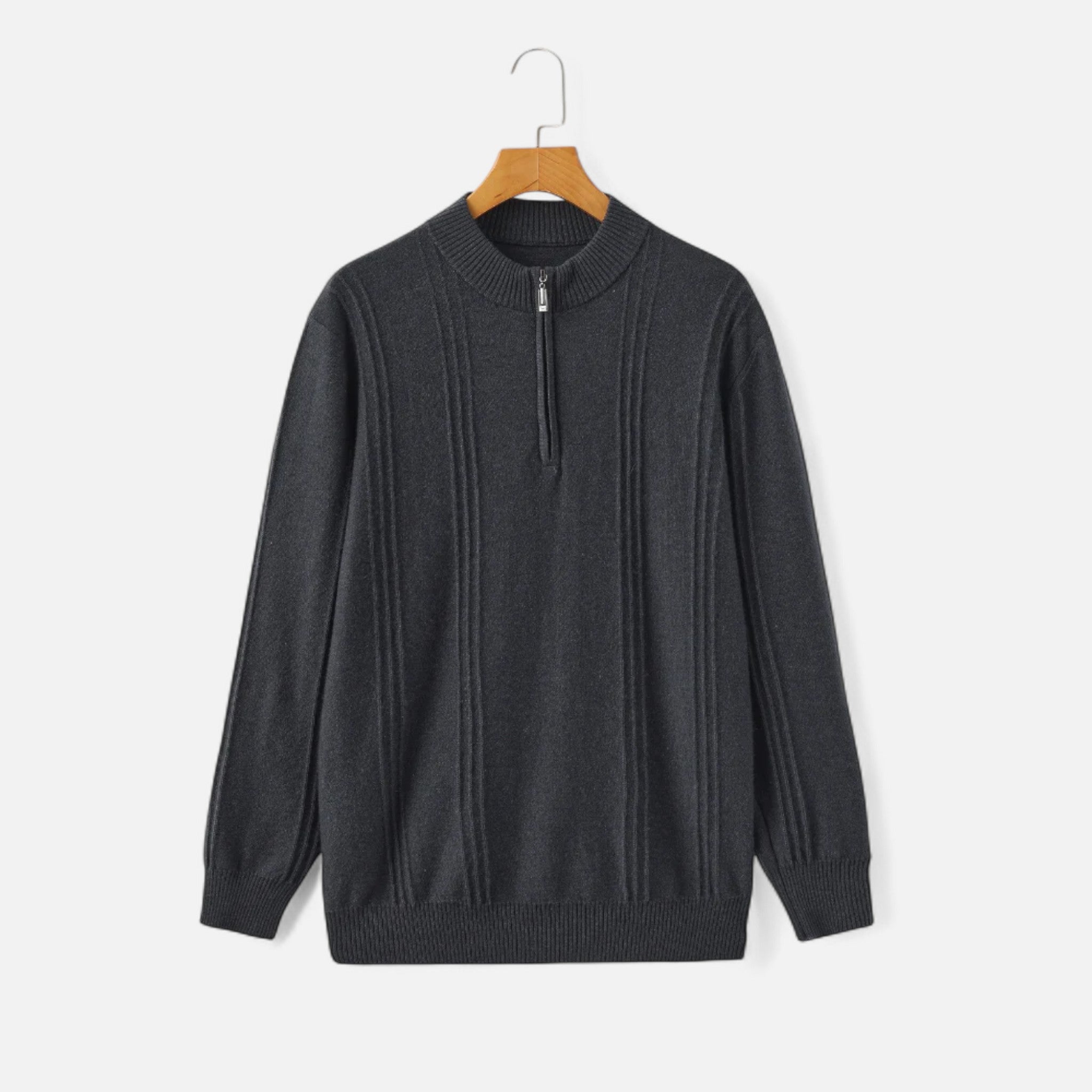 Ancienne Monde | Pull Homme Demi-Zip Col Montant Cachemire