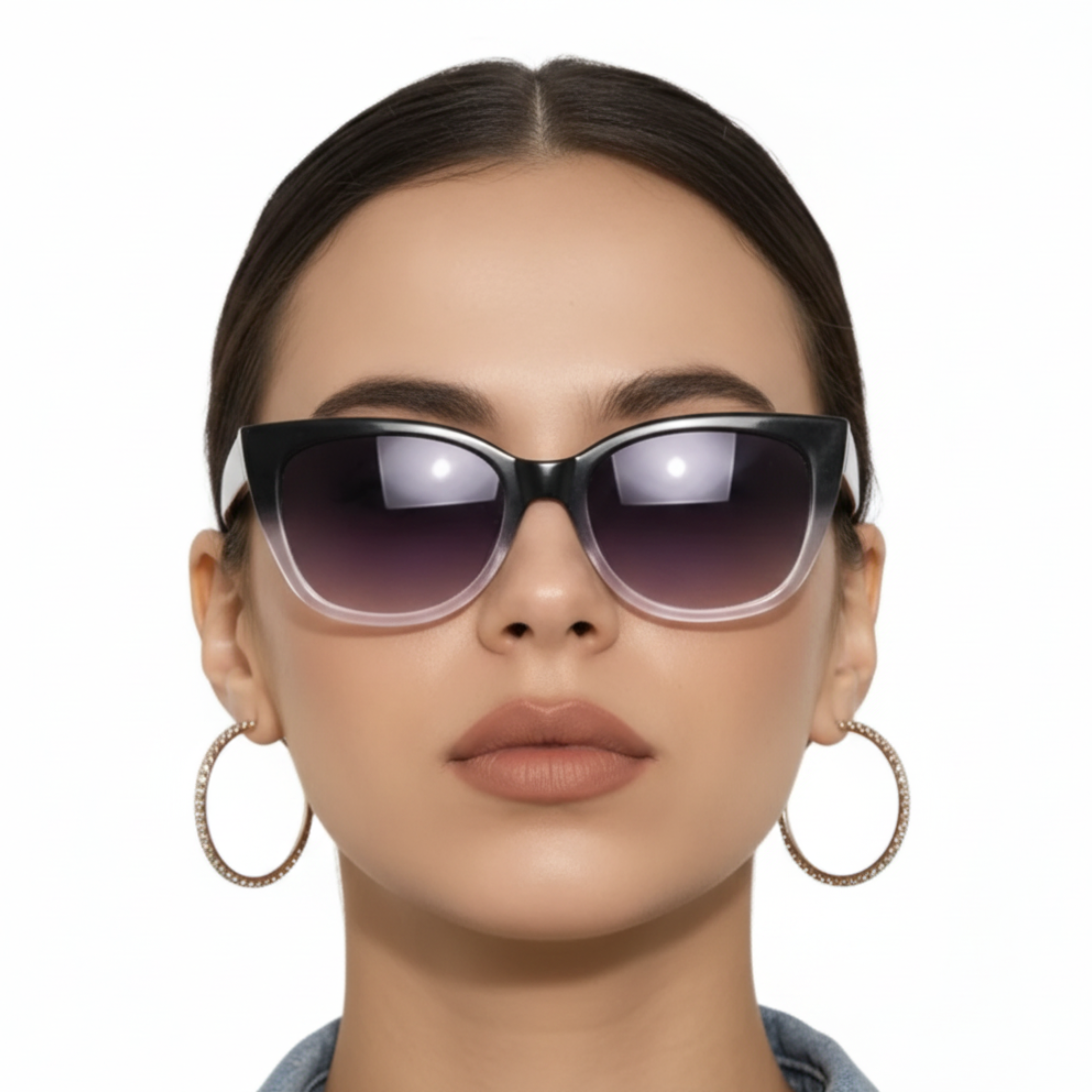 Lunettes de soleil œil de chat oversize avec monture et verres dégradés