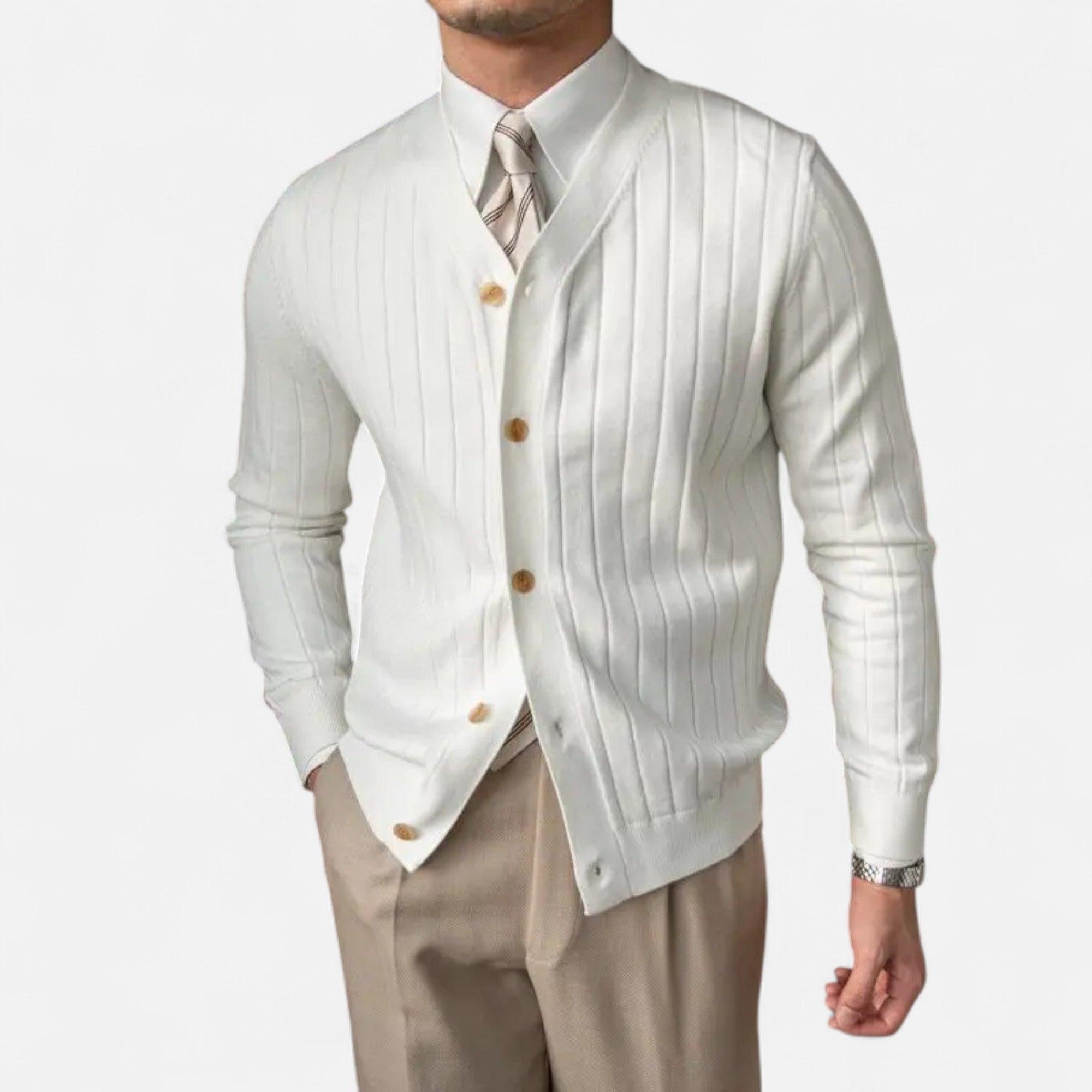 Ancienne Monde | Cardigan Homme Col V Maille Élégante
