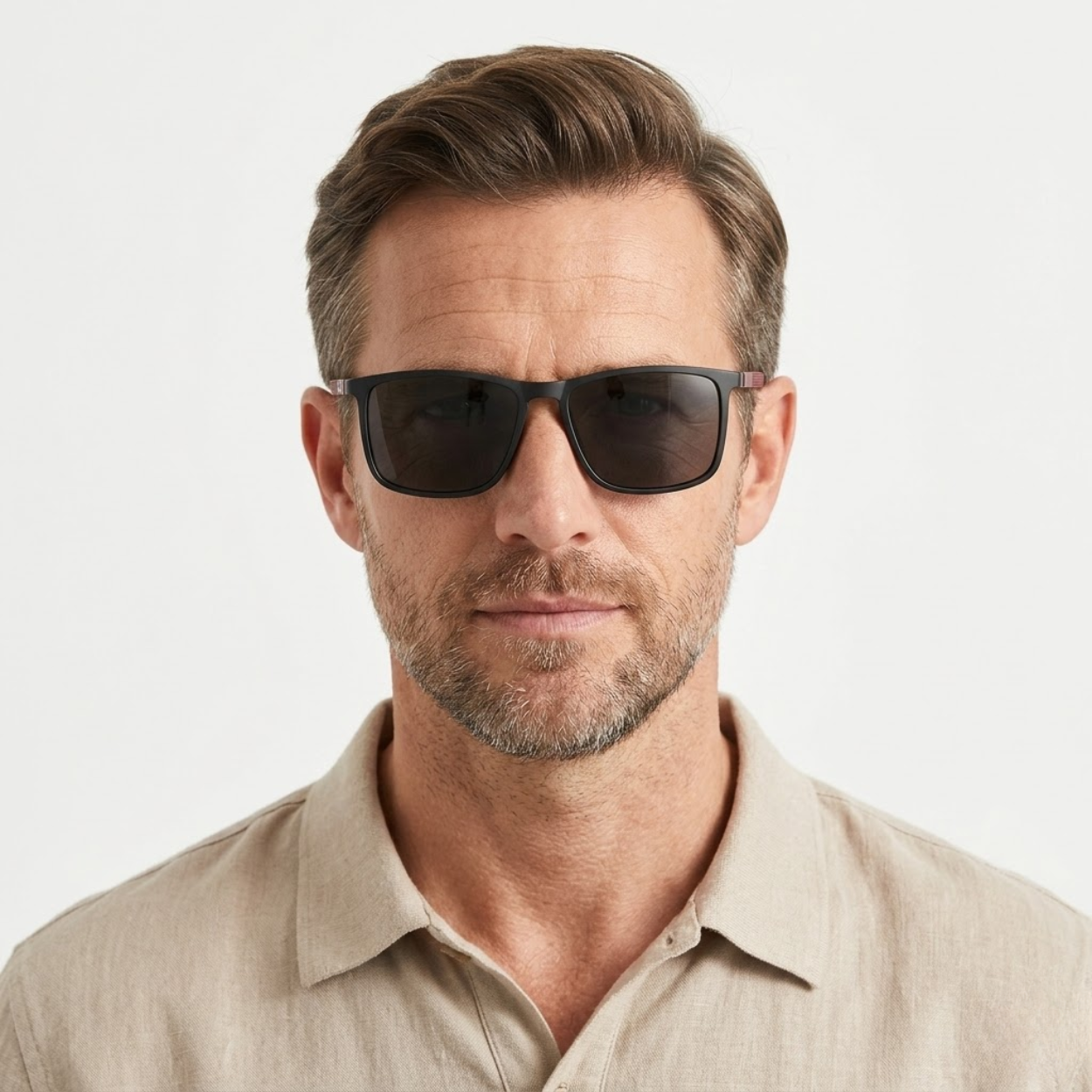 Polarized Square Sunglasses with Non-Slip Temples and Spring Hinges