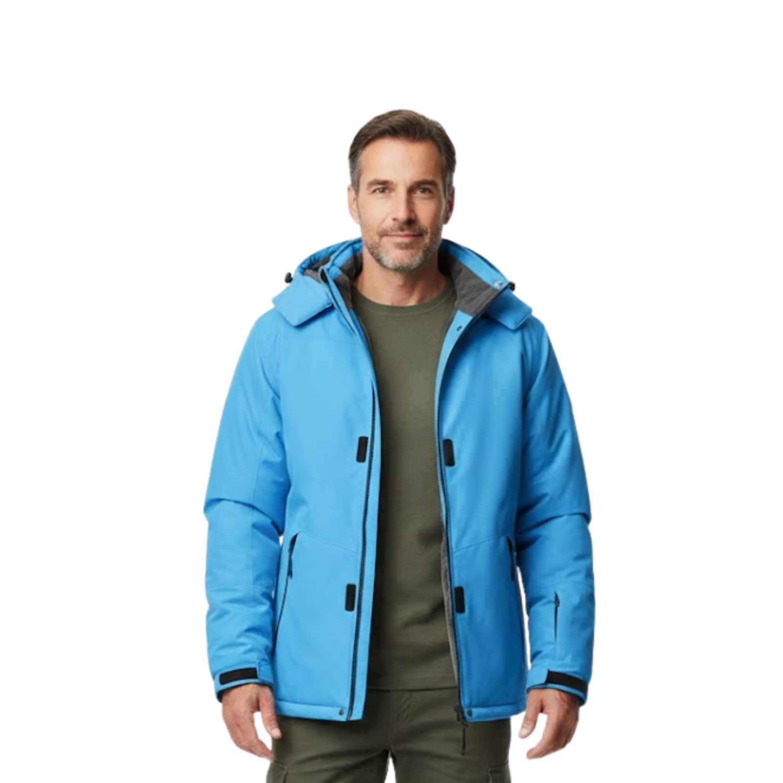 Parka Homem Impermeável e Cortavento com Forro em Pêlo Polar para Esqui