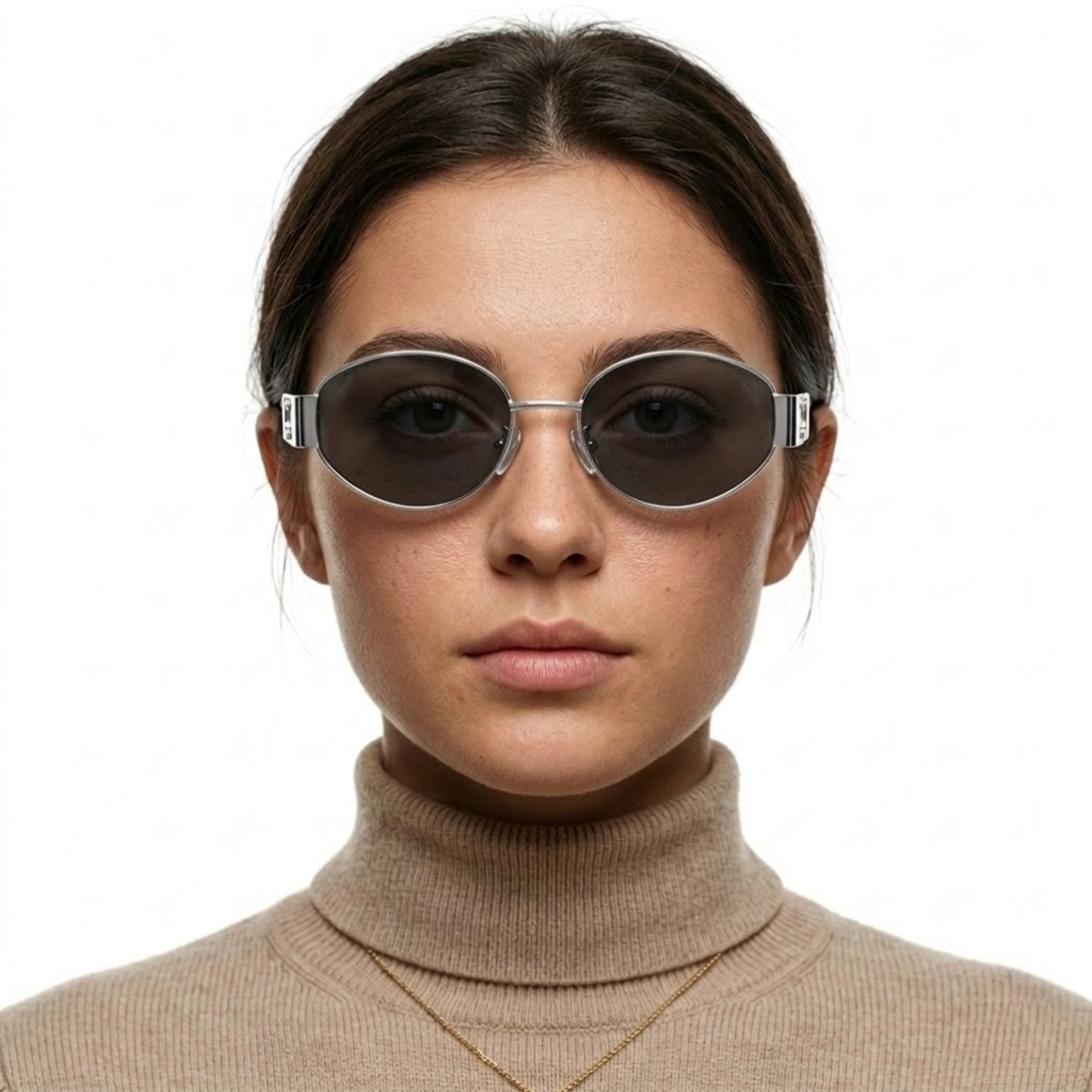 Lunettes de Soleil Ovales Vintage en Métal avec Protection UV400 pour Femmes