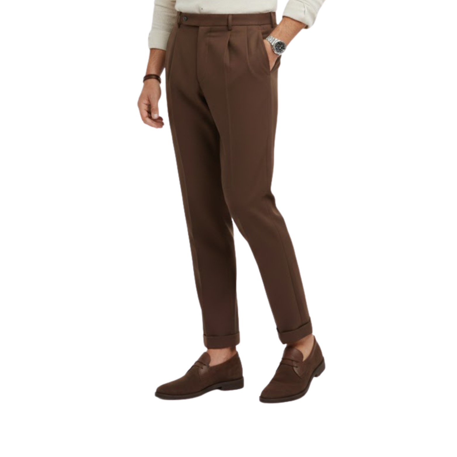 Pantalon de costume pour homme à coupe droite et taille haute de style italien
