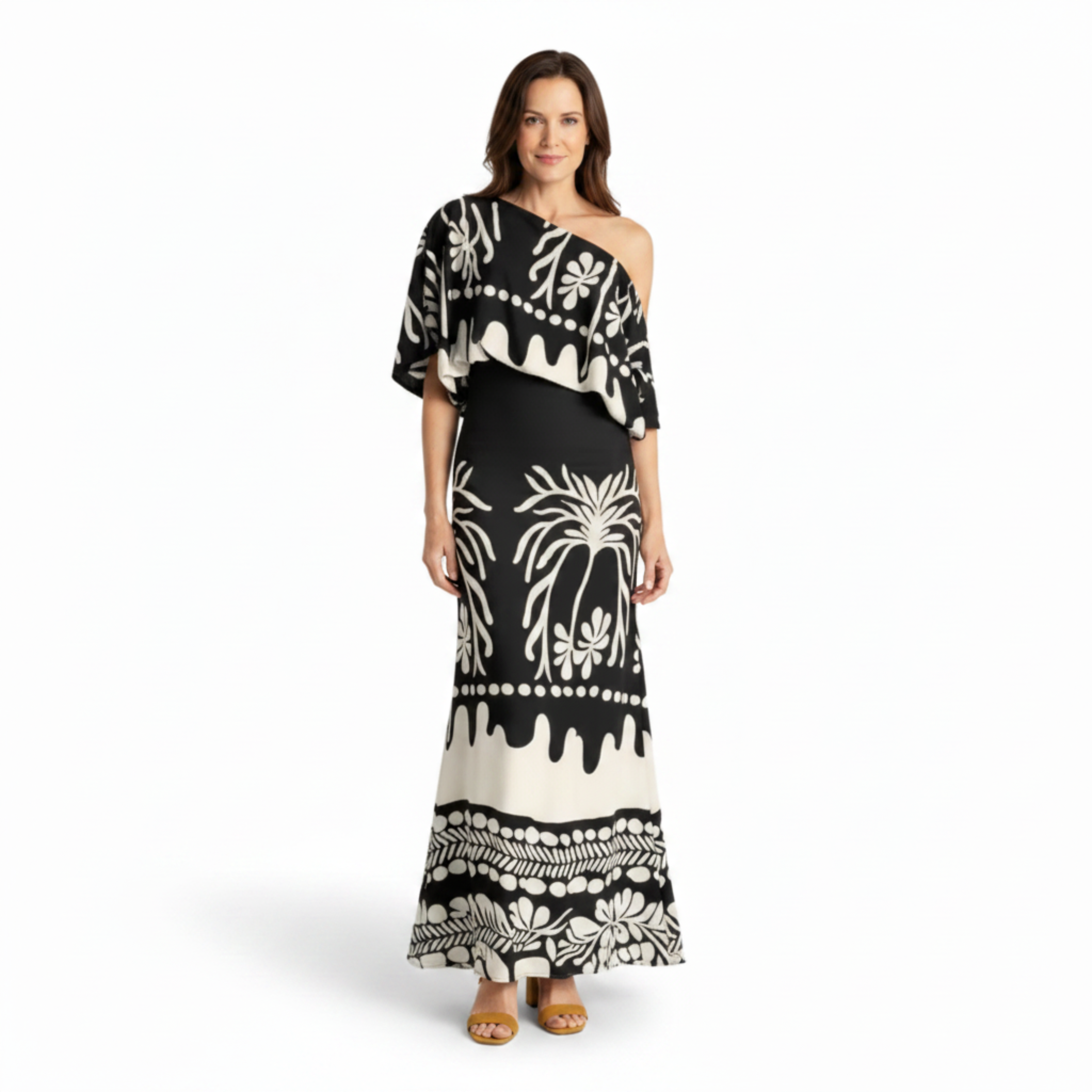 Ensemble Femme de Blouse et Jupe Longue Maxi à Motif Imprimé Deux Pièces