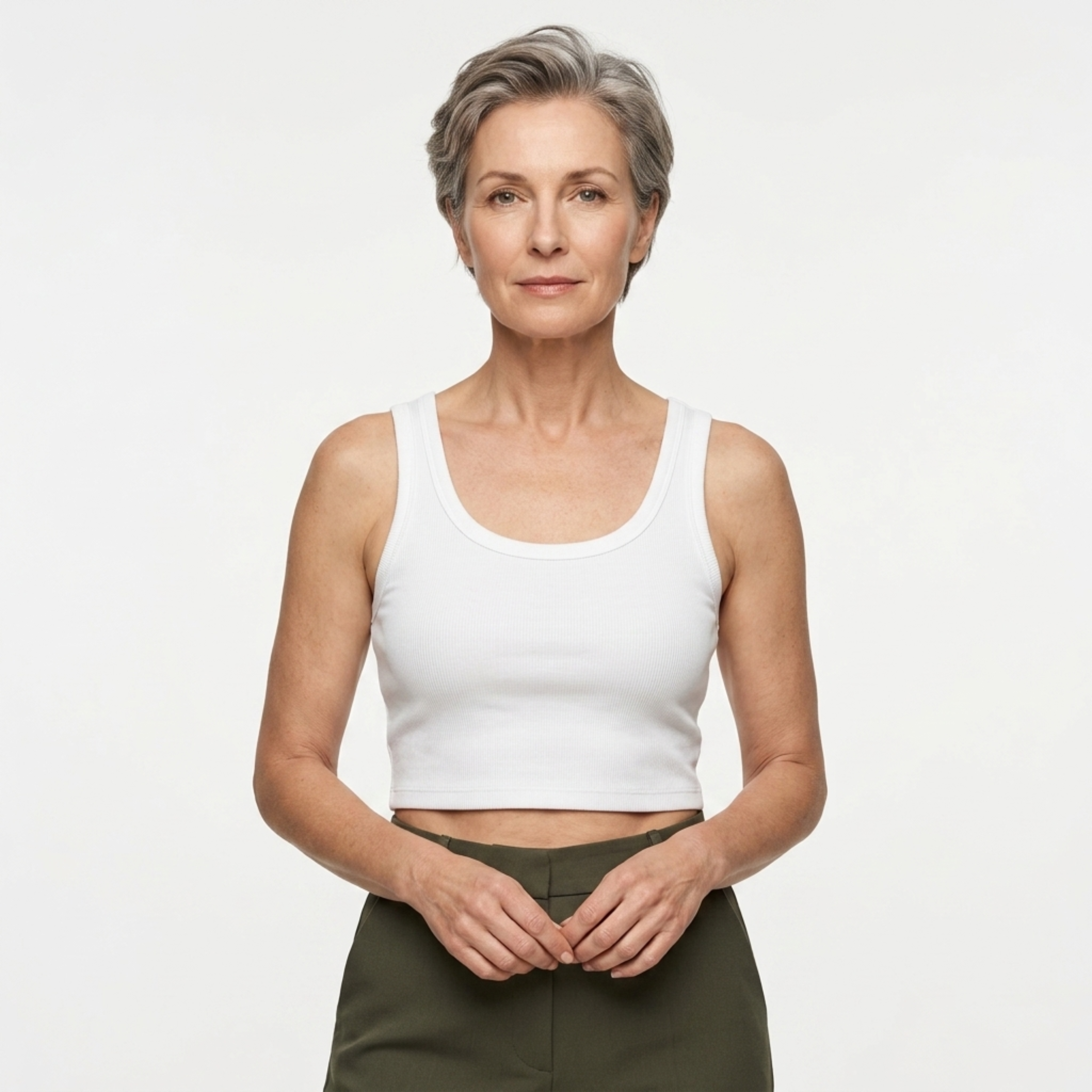 Débardeur crop top femme — maille côtelée — col carré — plage et vacances