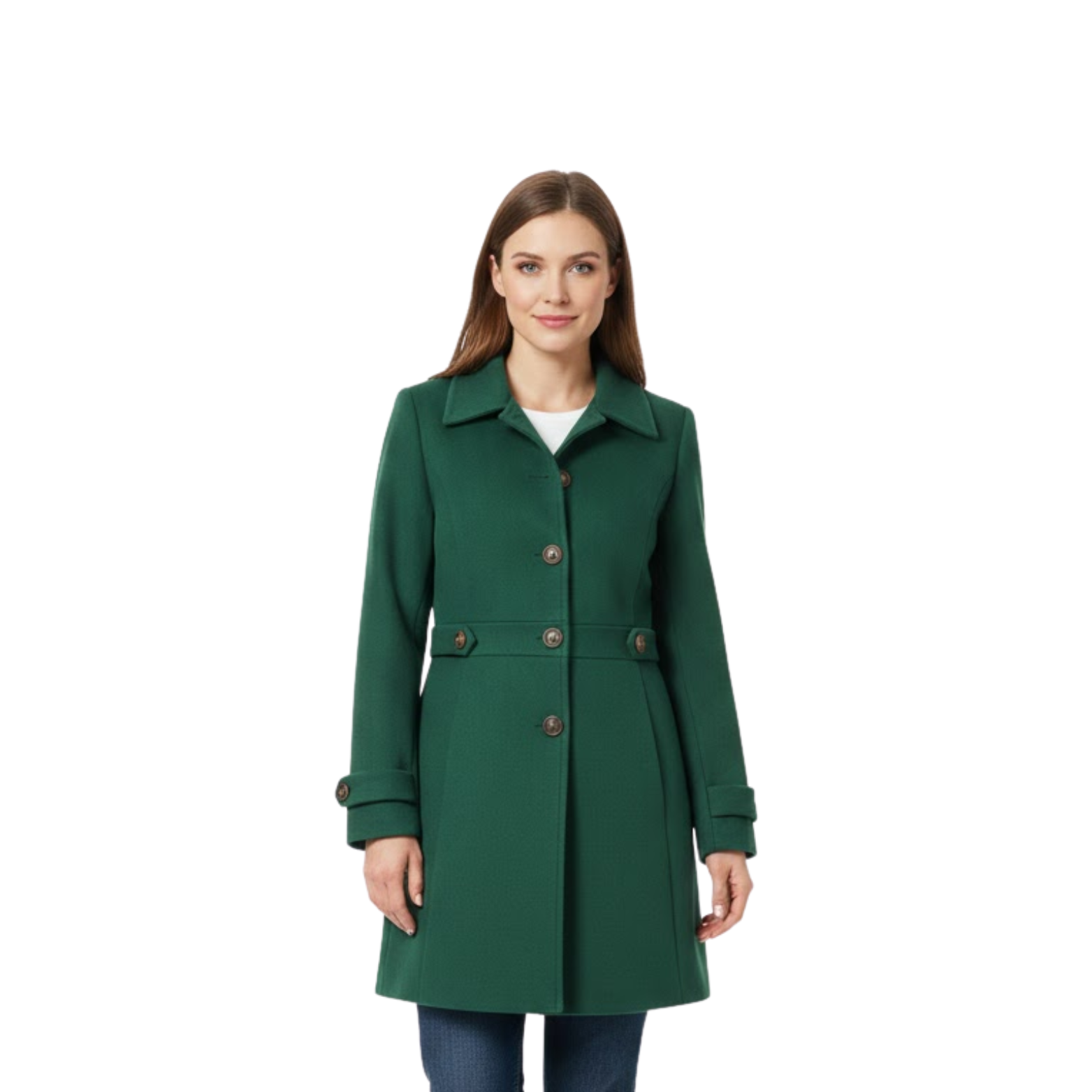 Manteau mi-long en laine à col tailleur et boutonnage multiple