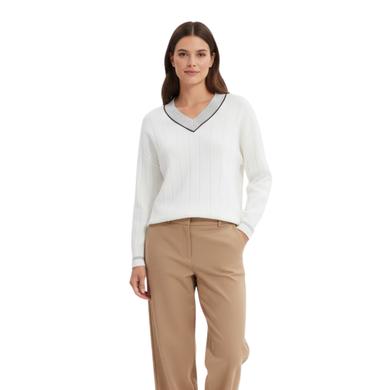 Women's knitted twisted stitch buttoned vest with warm elegant casual V-neck collar